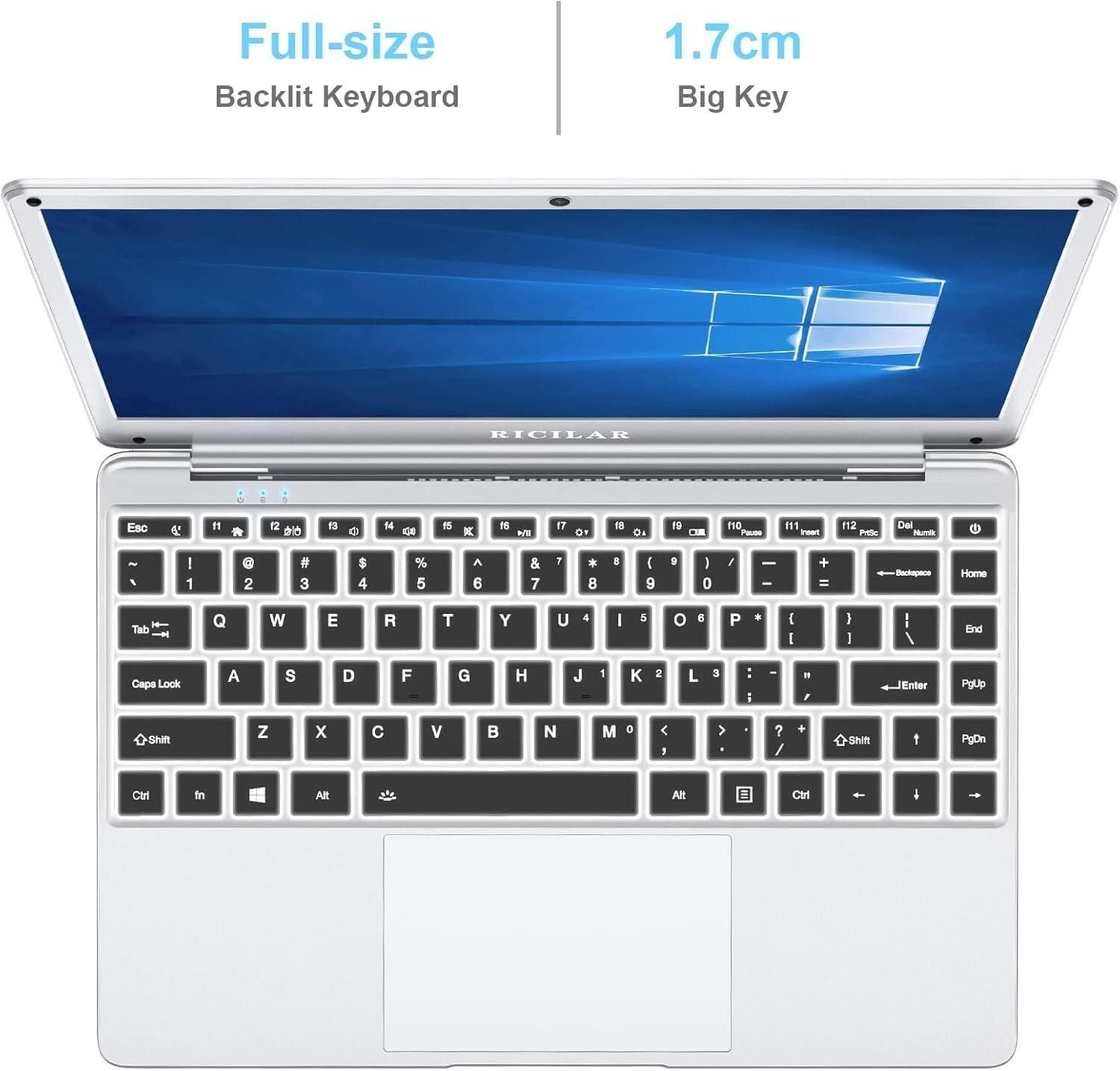 RICILAR Windows 10 Home Laptop, 14.1In HD Display, Intel Celeron N4020, 4GB RAM