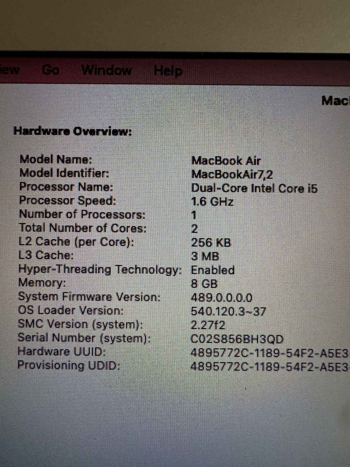Apple MacBook Air 13″ Early-2015 Core i5-5250U 1.6GHz 8GB RAM 128GB SSD A1466…