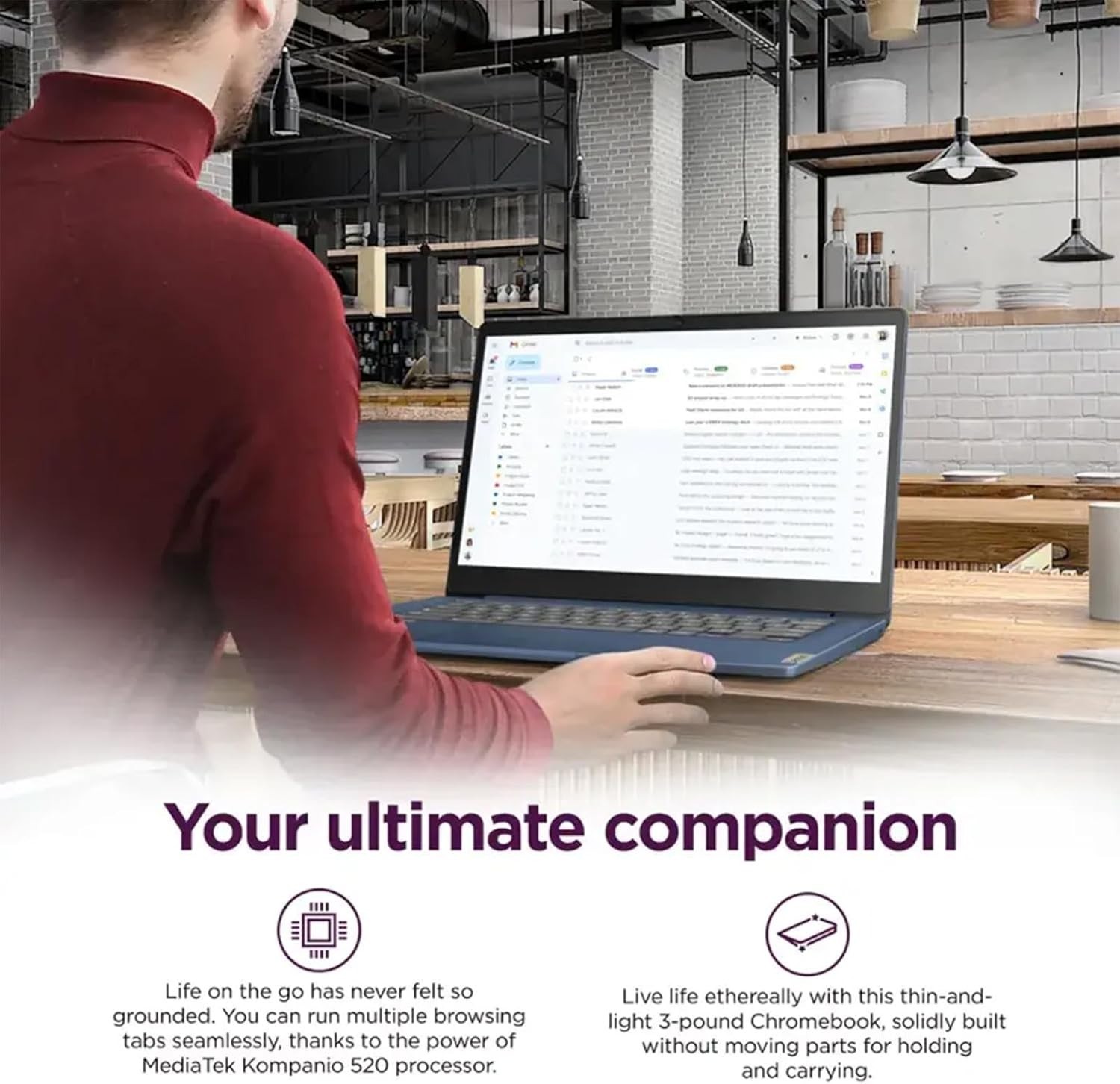 Lenovo IdeaPad Slim 3 Chromebook,14″ FHD Business Laptop, 4GB RAM, 64GB eMMC