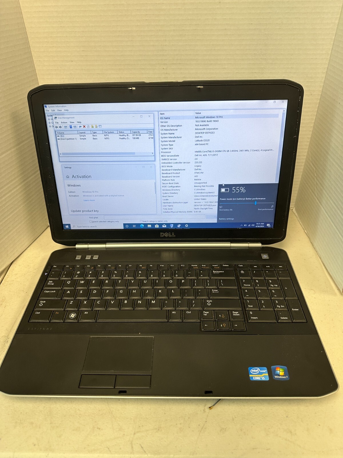 Dell Latitude E5520 i5 2430, 8GB RAM, 320GB HDD, NO AC #04