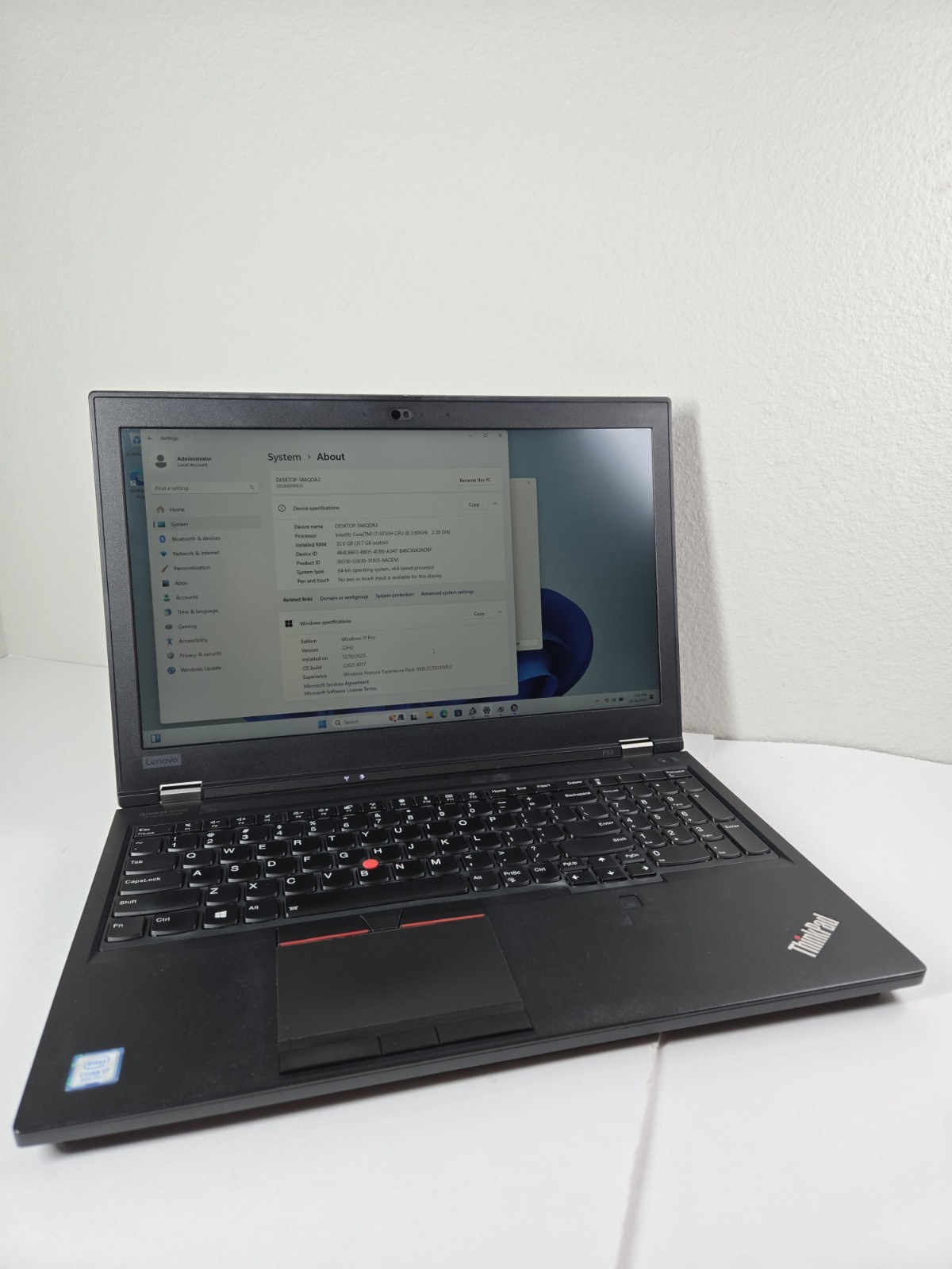 LENOVO ThinkPad P53 i7-9750H 32GB RAM 1TB SSD Quadro T2000 Win11Pro