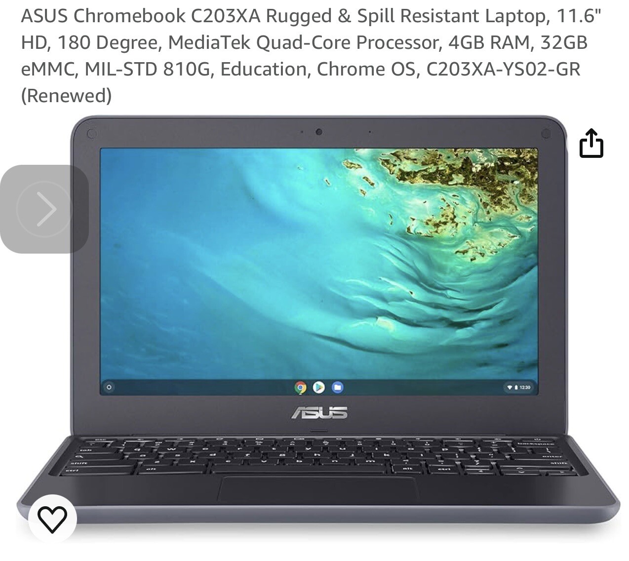 ASUS Chromebook C203X , 4GB RAM, 32GB SSD – 11.6″, C203XA-YS02-GR
