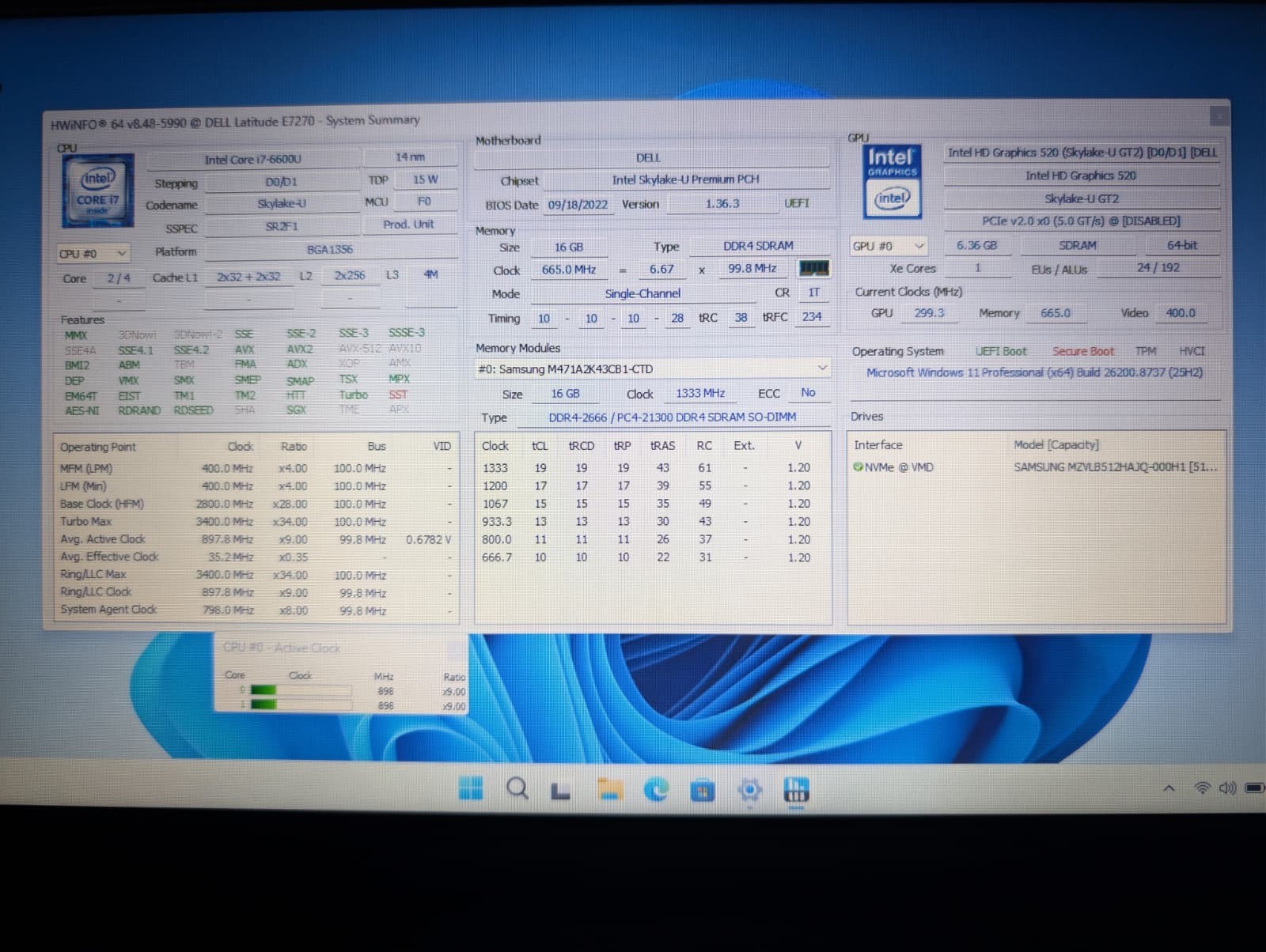 Dell Latitude E7270 | i7 6th Gen 16GB RAM 512GB NVMe SSD | HD Backlit FPS Win 11
