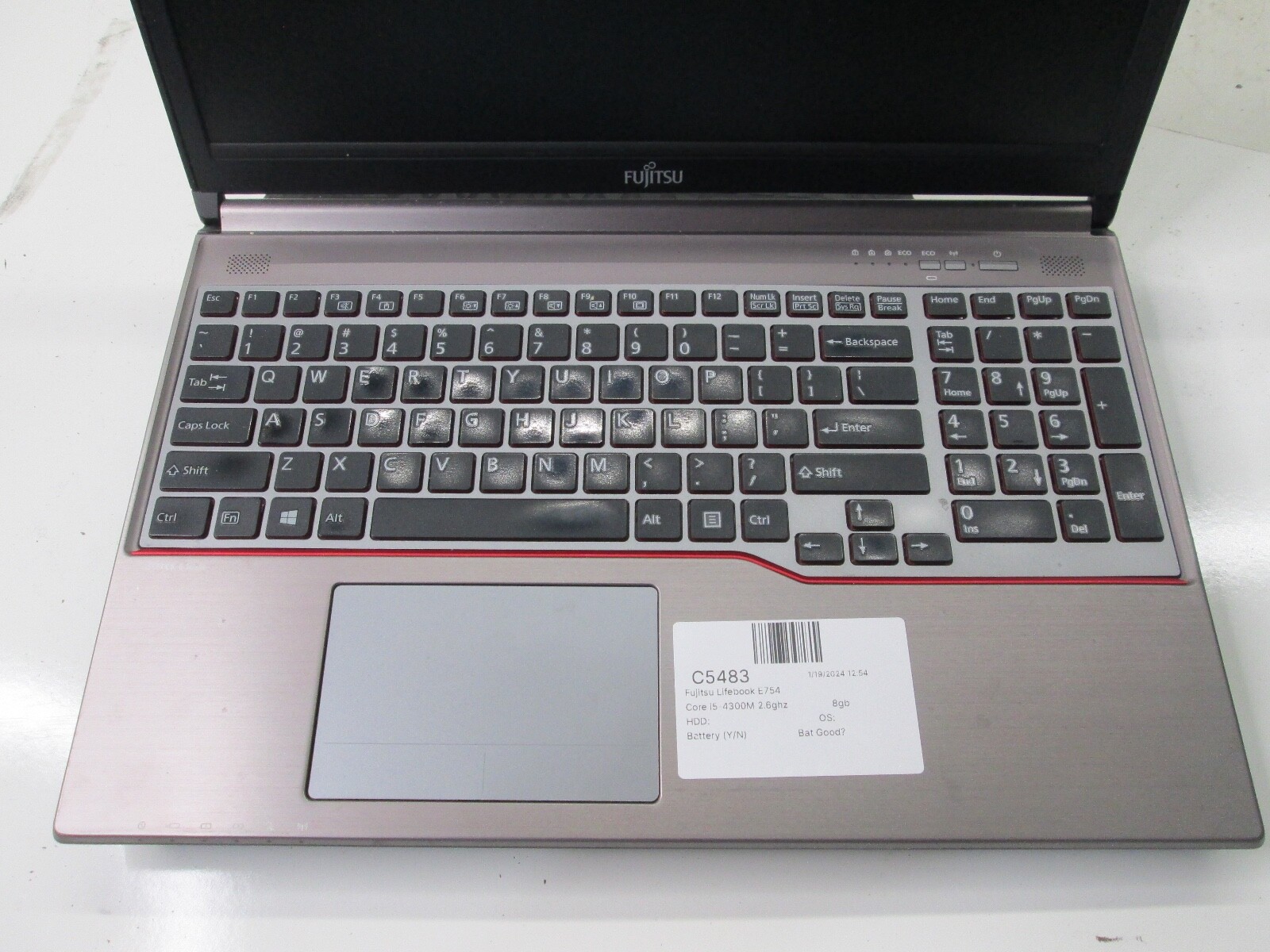 Fujitsu LifeBook E754 Laptop Intel Core i5-4300M 8GB Ram No HDD or Battery