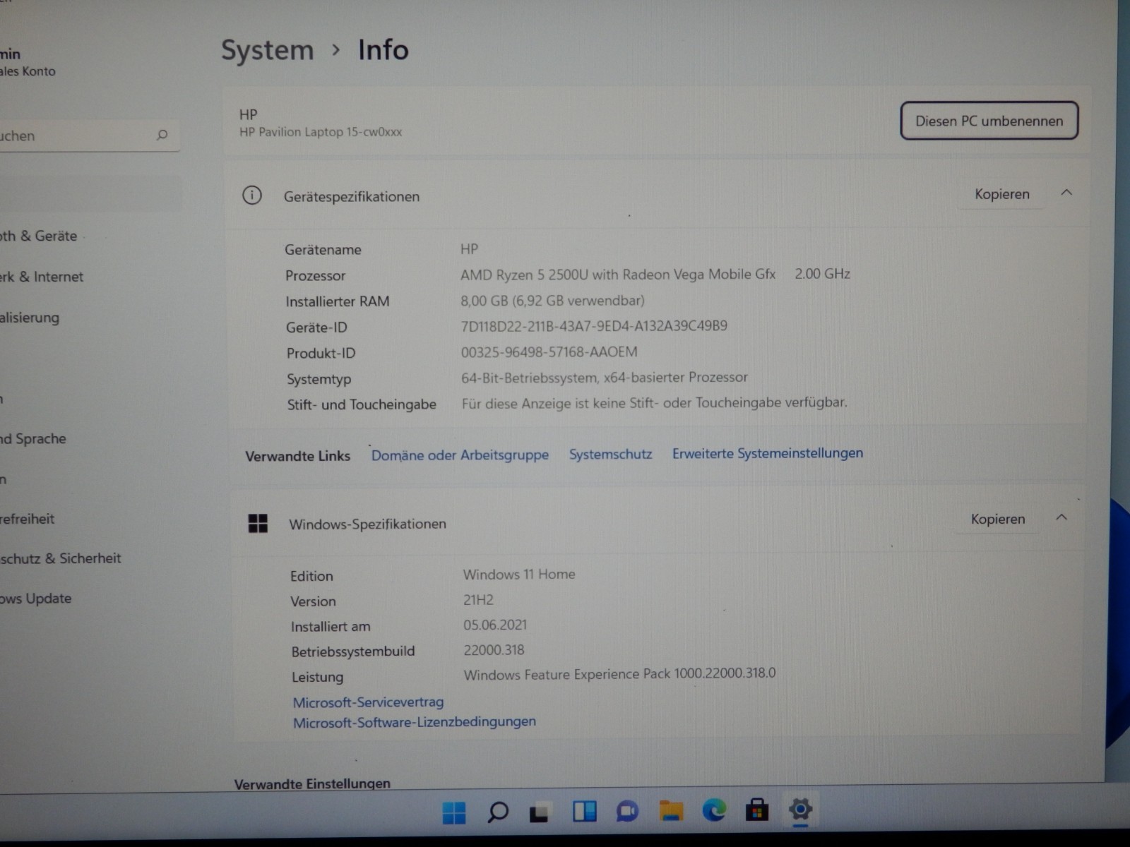 HP Pavilion 15-cw, AMD Ryzen 5 2500U, 8GB Ram, 256GB SSD, Vega 8, 15.6″ inch FHD