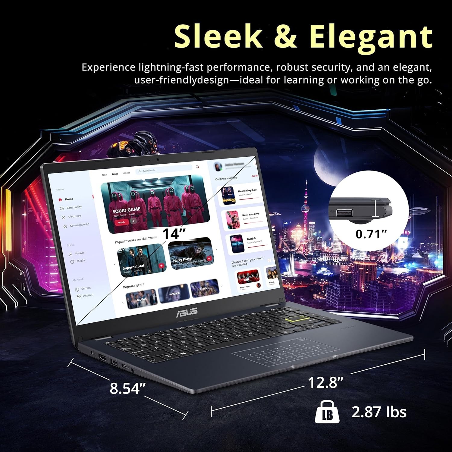 Vivobook Go 14″ FHD Laptop, Intel Celeron N4500, 4GB RAM, 288GB Storage128GB …