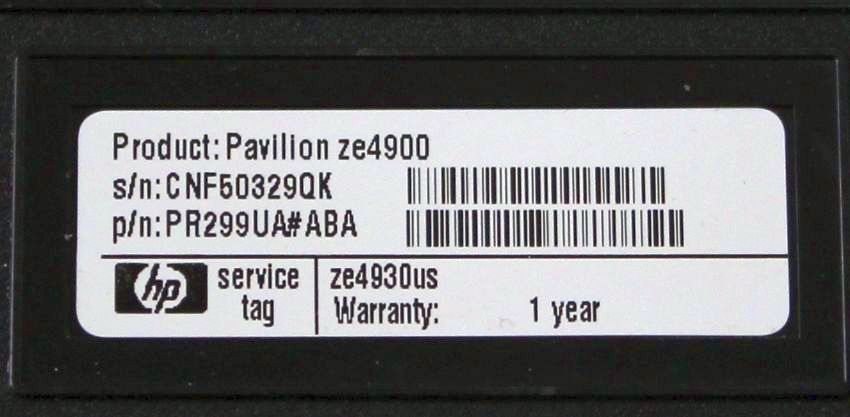 Old HP Pavilion ze4900 Laptop CELERON M for Windows XP – No HDD – As-Is