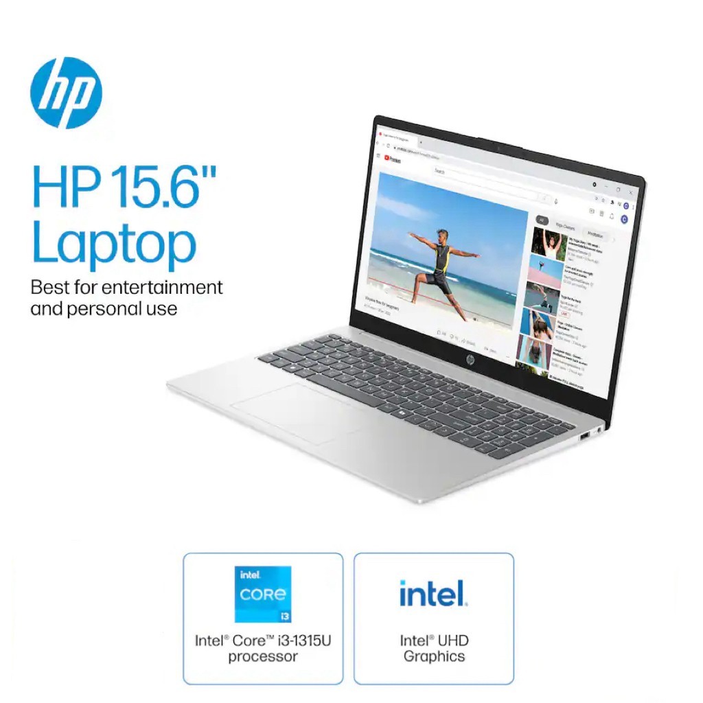 HP 15.6″ Touchscreen Laptop Core i3-1315U Silver, Win 11 Pro, Office 24 – CHOOSE