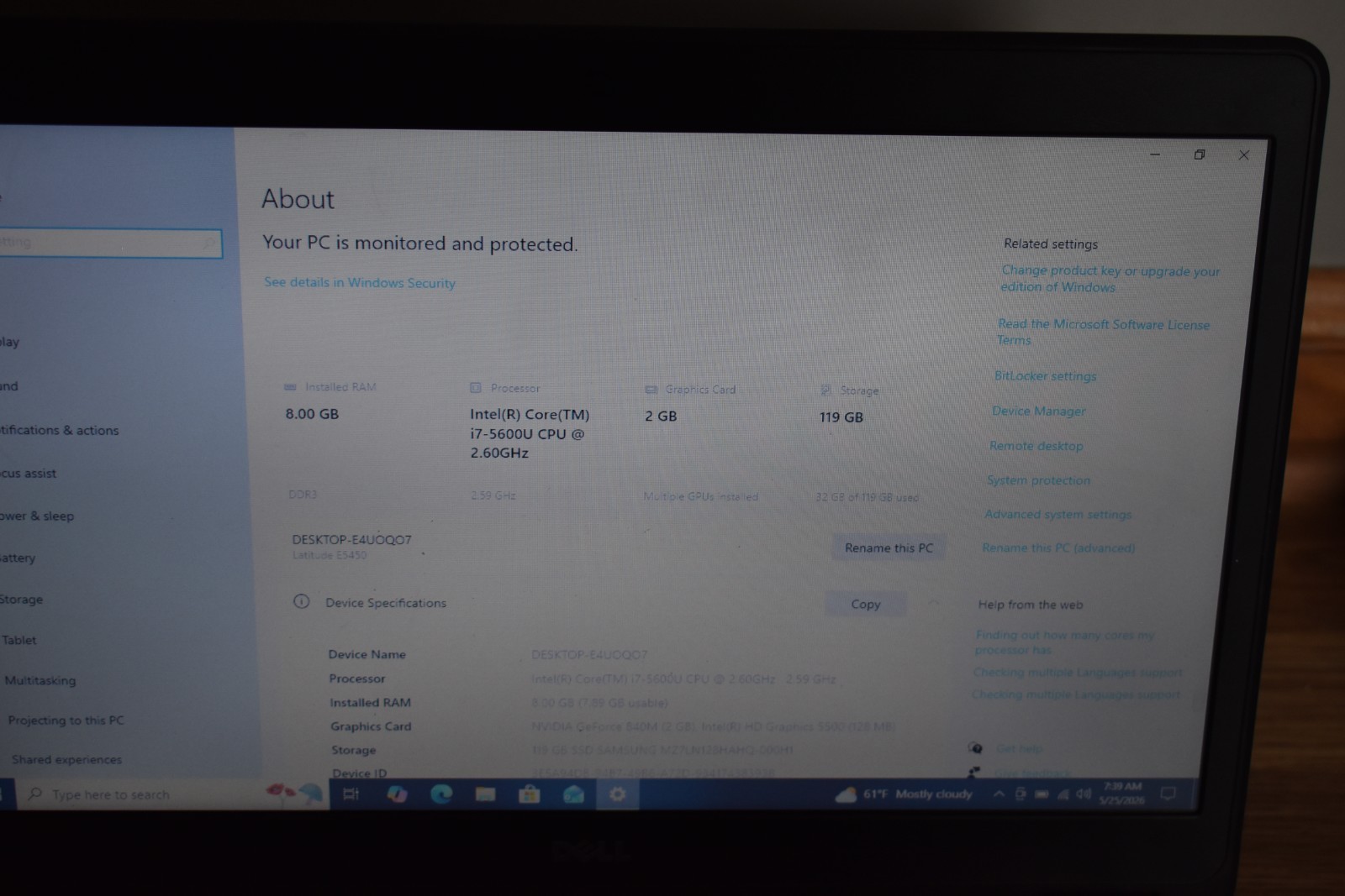Dell Latitude E5450 Core i7-5600U 8GB 128GB SSD GeForce 830M Windows 10 Pro