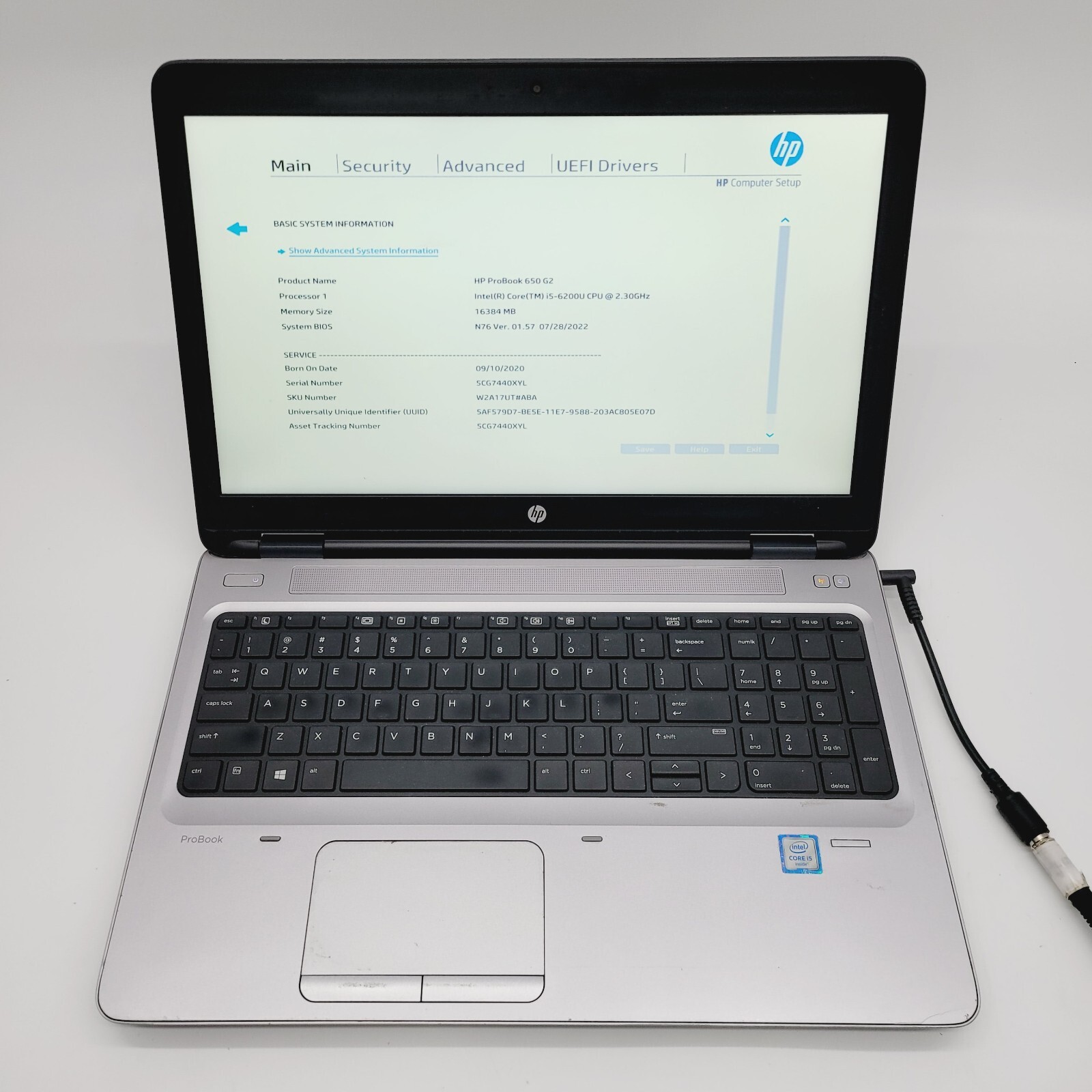 HP ProBook 650 G2 Core i5-6200U 2.3GHz 16GB RAM No HDD 15.6″ ***Boot to Bios