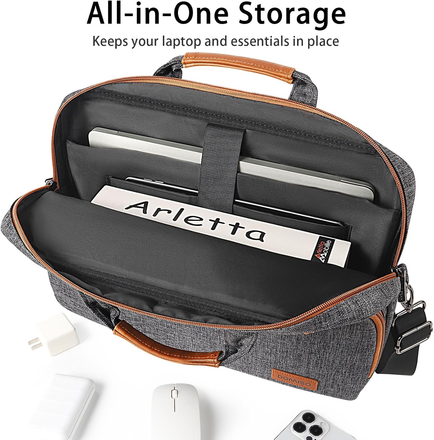 14 Inch Laptop Bag, Waterproof Business Briefcase for Macbook Pro Air/Lenovo Ide