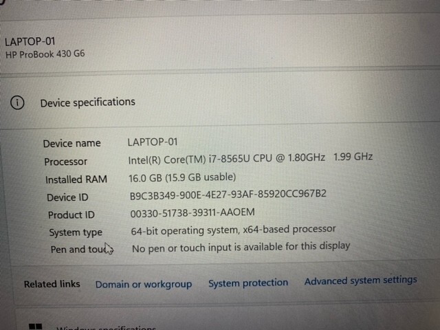 hp ProBook 430 g6 – 16 GBS – 237 SSD