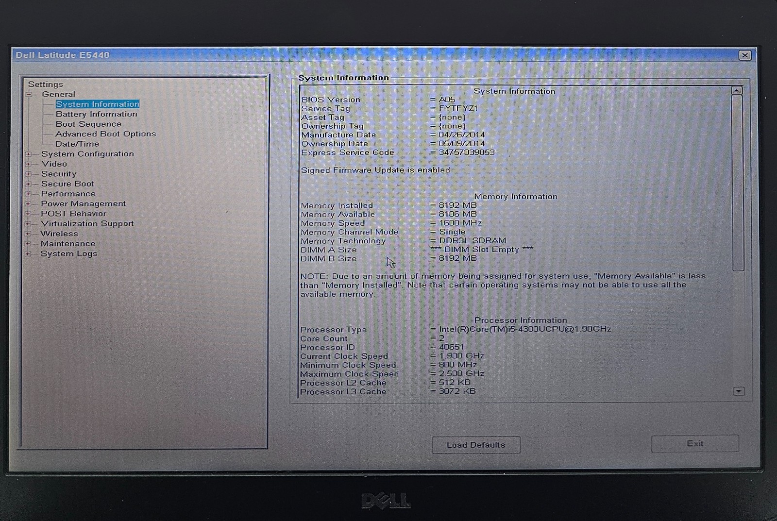 Dell Latitude E5440 14″ Laptop Intel Core i5-4300U 8GB RAM NO HD/OS (FL)
