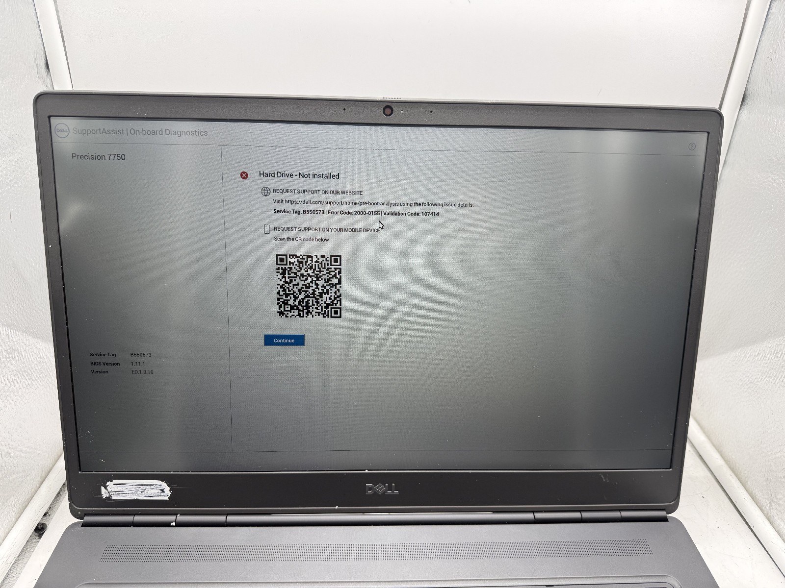 Dell Precision 7750 I7-10850H Nvidia Quadro T1000, No SSD Bios LOCK