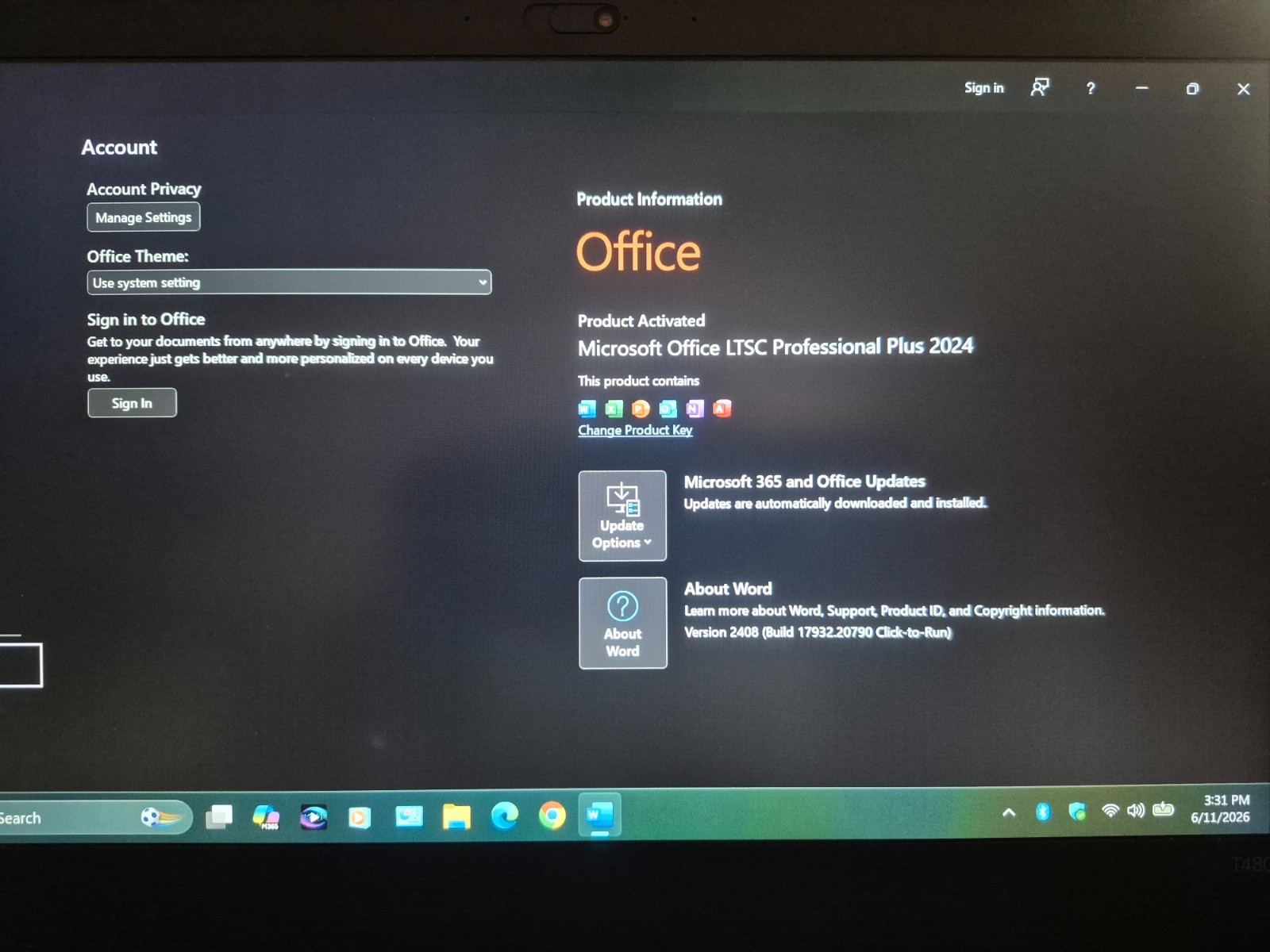 LENOVO THINKPAD T480 i7-8650U 16GB RAM 512GB SSD WIN 11 + OFFICE PRO PLUS 2024