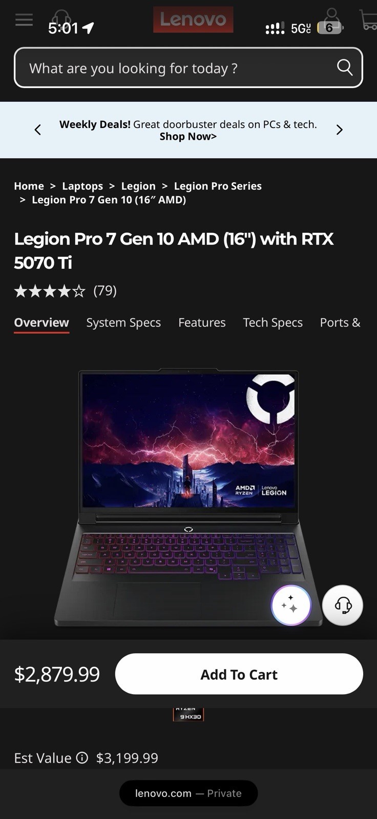 Lenovo Legion Pro 7 Gen 10 OLED QHD+ 240Hz Ryzen 9 9955HX 32GB 2TB RTX 5070 Ti