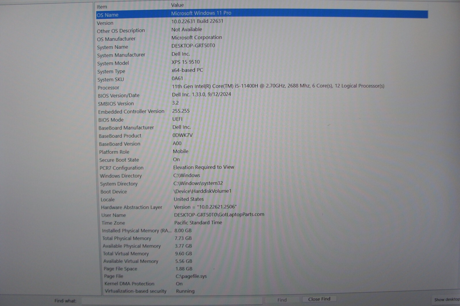 Dell XPS 15 9510 15.6″FHD+ Intel Core i5-11400H 2.7GHz 8GB 256GB SSD Win 11 Pro