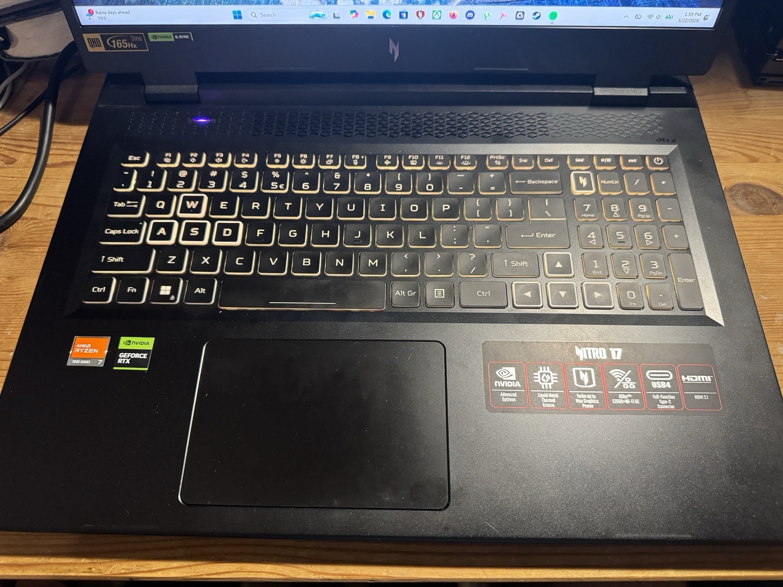 Acer Nitro 17 Gaming Laptop Ryzen 7 7840HS RTX 4060 17.3″ QHD 165Hz 1TB SSD 16GB