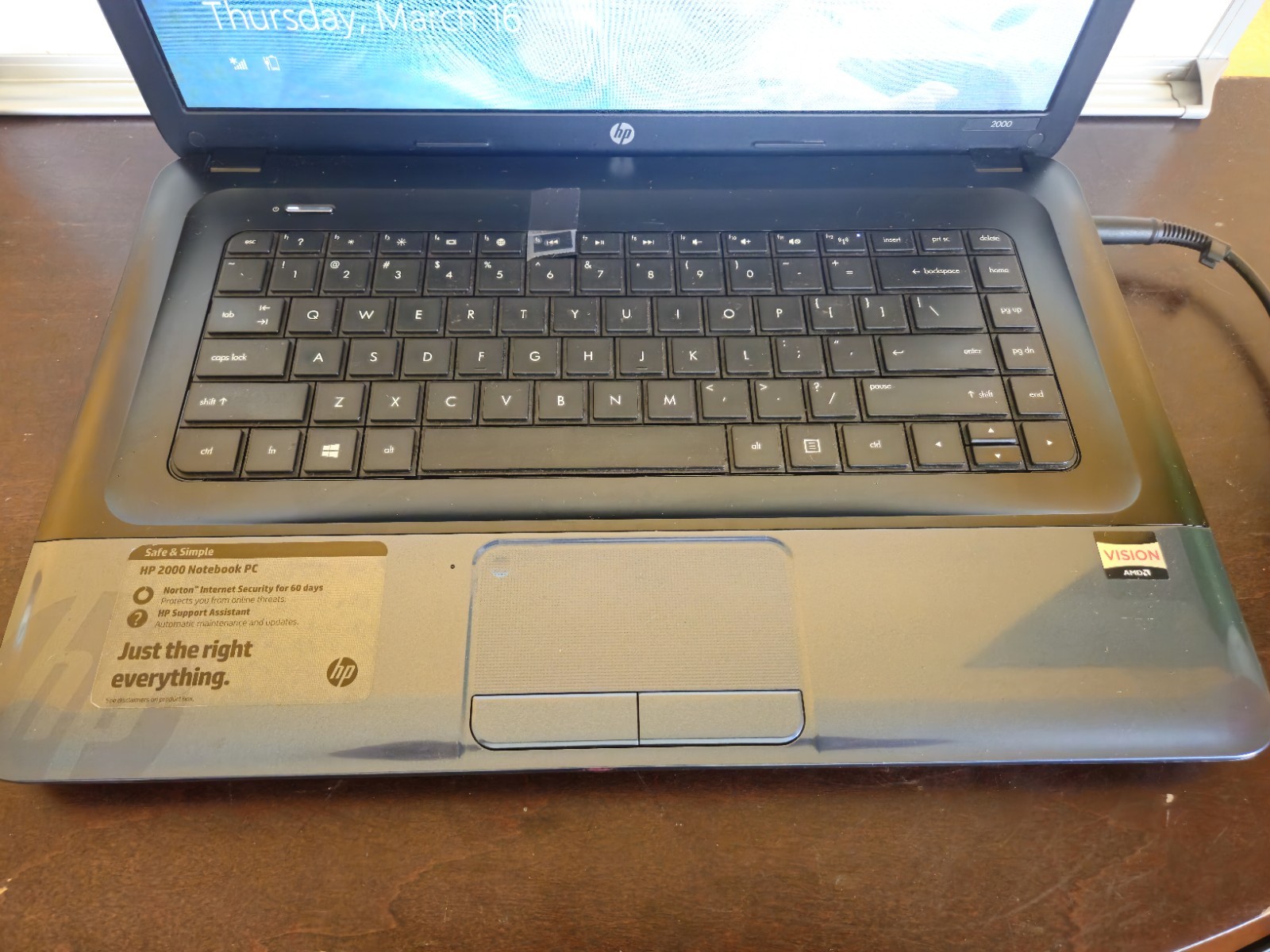 hp 2000 vision amd | Clean Looking Laptop | Blue In Color | Charger Cord Not Inc