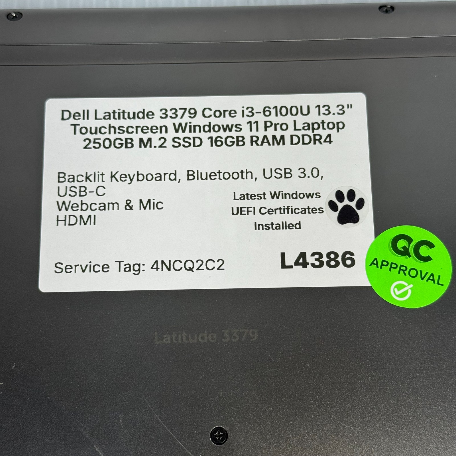 Dell Latitude 3379 i3-6100U 13.3″ Touchscreen Windows 11 Pro Laptop 250GB 16GB