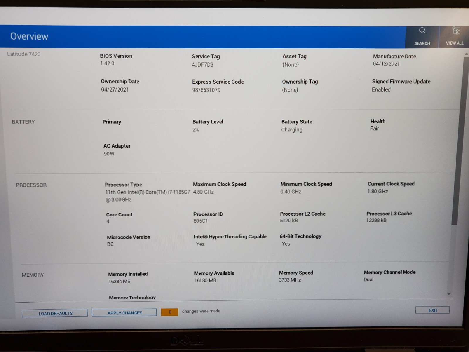Dell Latitude 7420 i7 1185G7 3.00GHz/ 16GB/ 512GB SSD/ 1920×1080 #2656