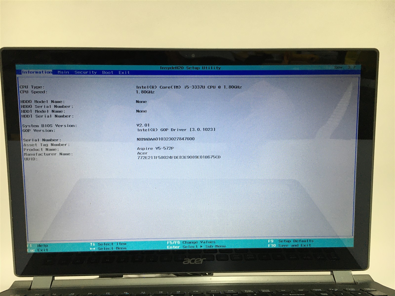 Acer Aspire V5-572P 6818 i5-3337U 1.8GHz 6GB RAM No HDD No OS Touchscreen 15.6″
