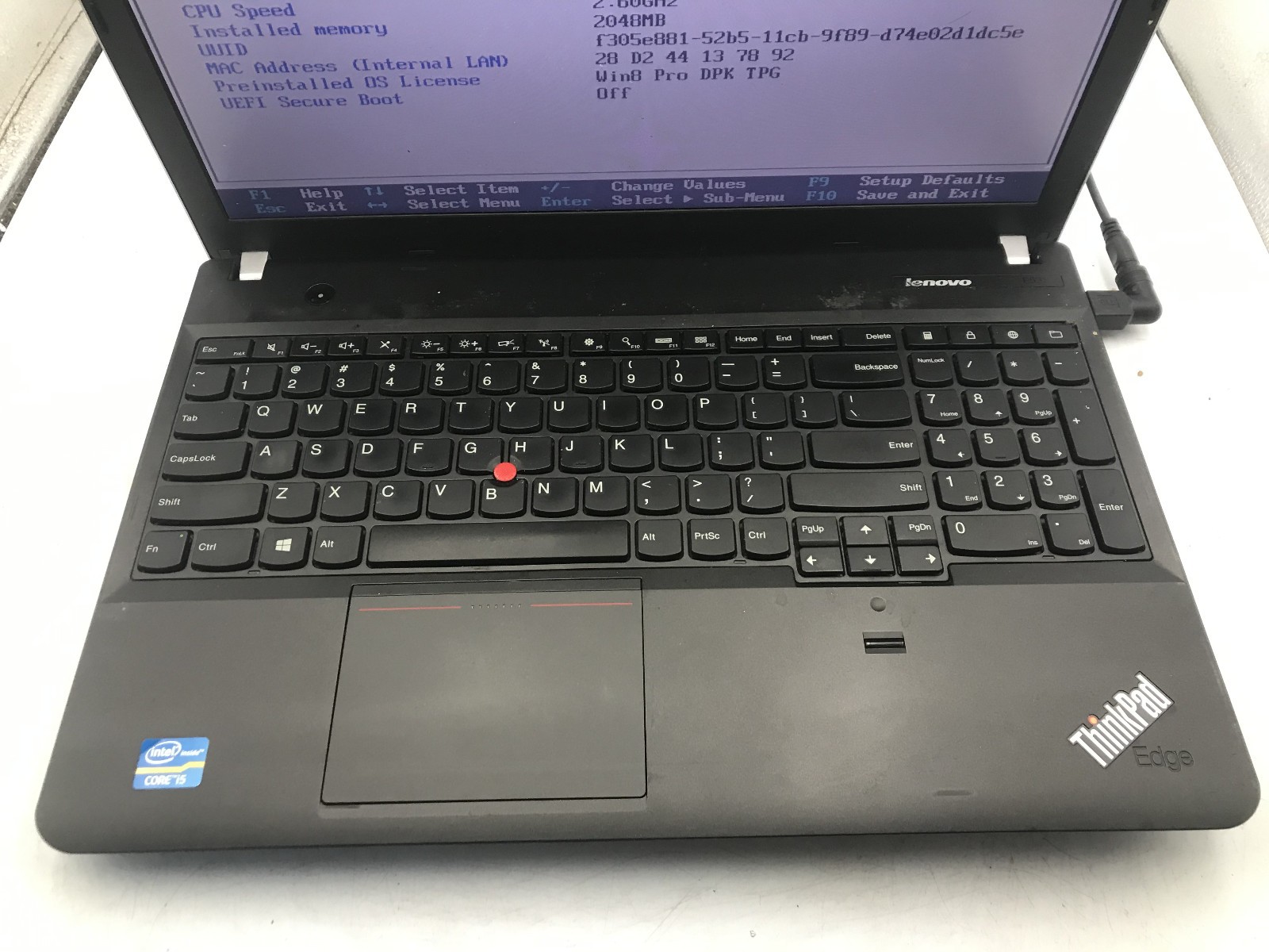 LENOVO THINKPAD E531 – BOOTS TO BIOS – INTEL I5 3230M – NO RAM – READ DESC – BB