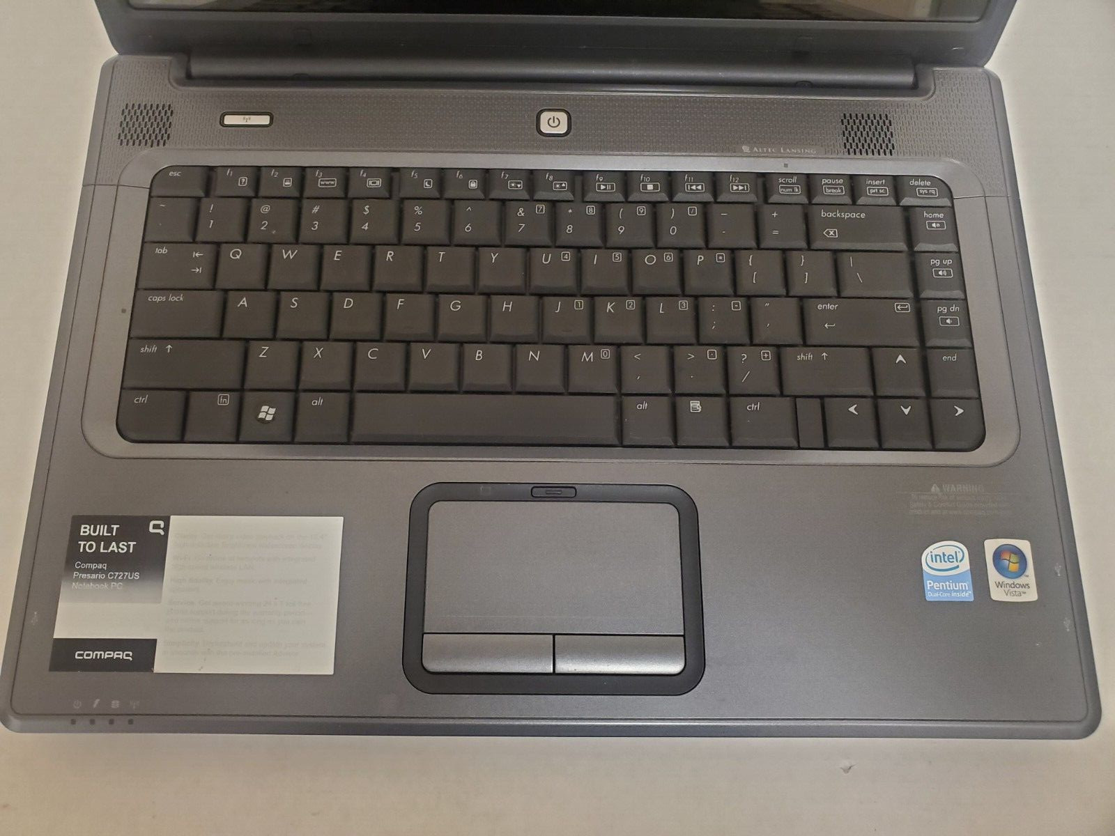 HP Compaq Presario C700 15.4” Intel Pentium Dual Core 1GB RAM NO HDD Works fine
