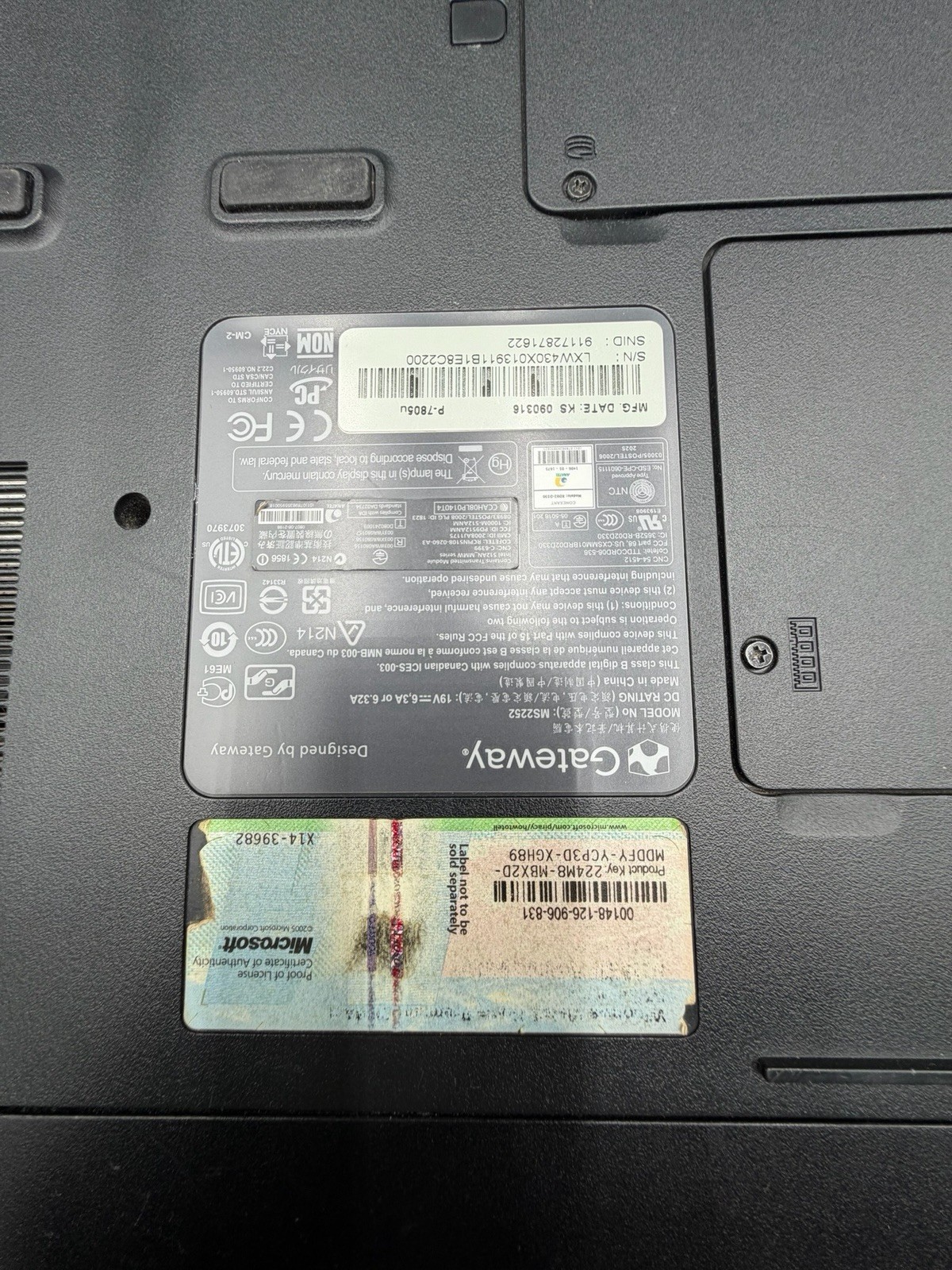 Black And Orange Gateway MS2252 Laptop Microsoft Intel
