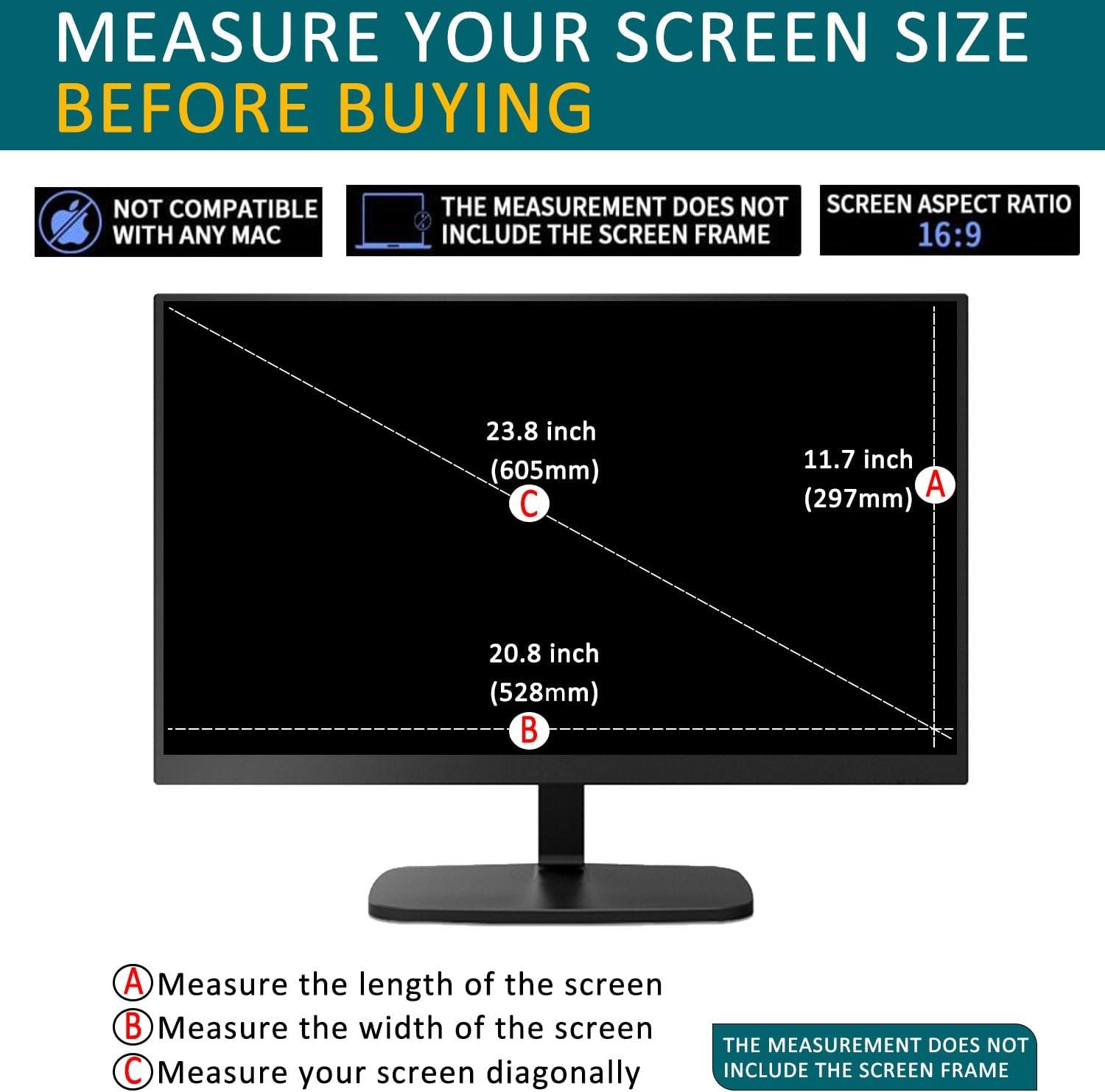 23.8″ Anti Blue Light Anti Glare Screen Protector for 23.8″ Monitor & Touchscree