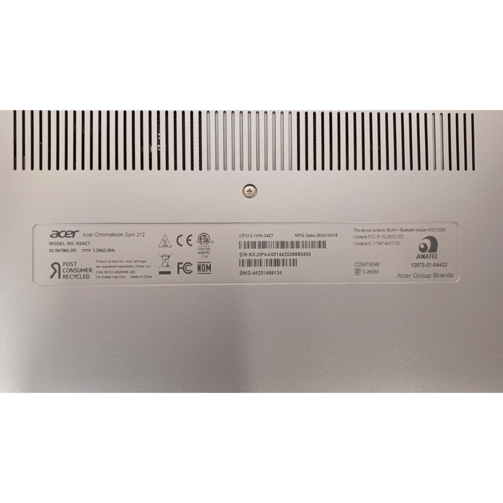 Acer Chromebook Spin 312 12.2″ WUXGA i3-N305 8GB 128GB eMMC ChromeOS, Silver