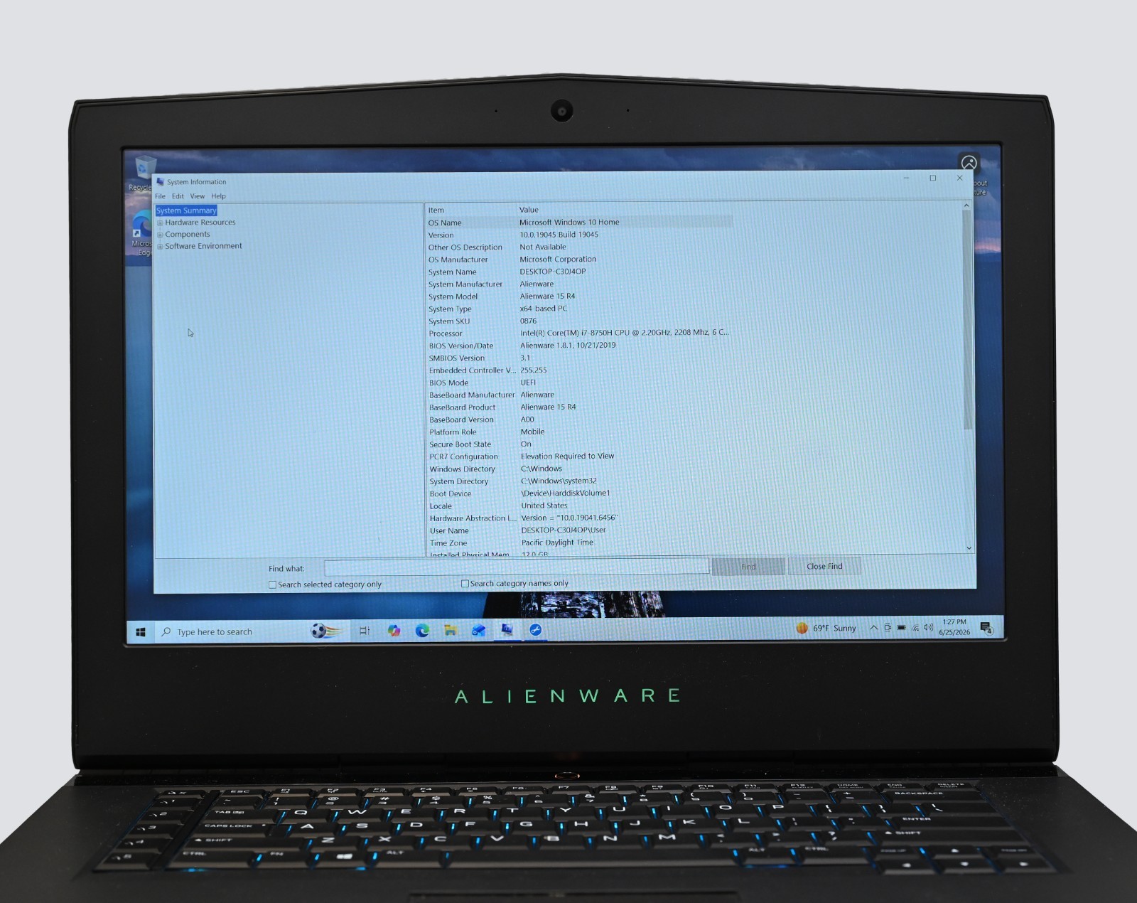 Alienware 15 R4 i7-8750H 2.2GHz 12GB RAM 240GB SSD GeForce GTX 1060 WINDOWS 11