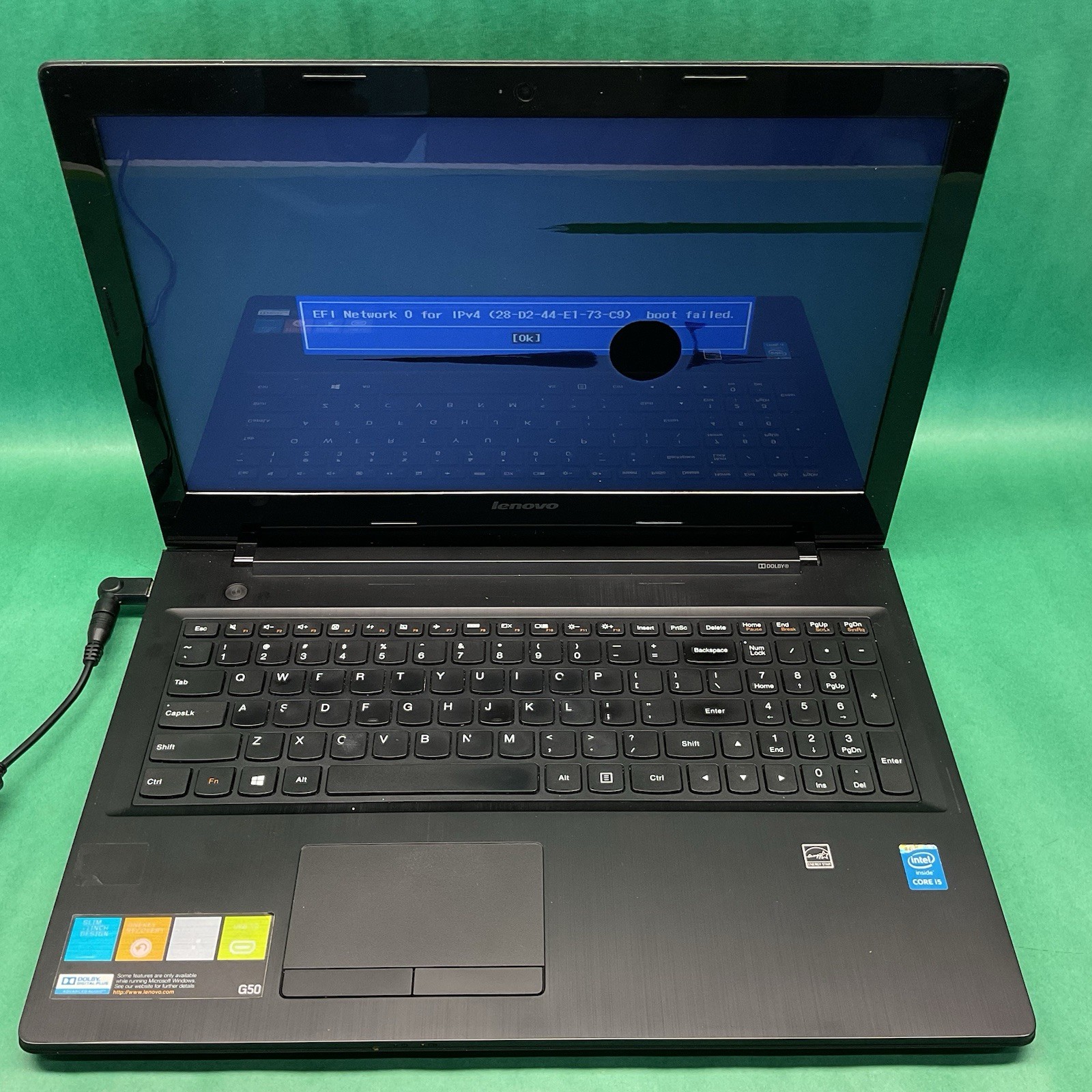 LENOVO G50-70 15.6” – Broken Screen Powers On – NO HARD DRIVE- Untested