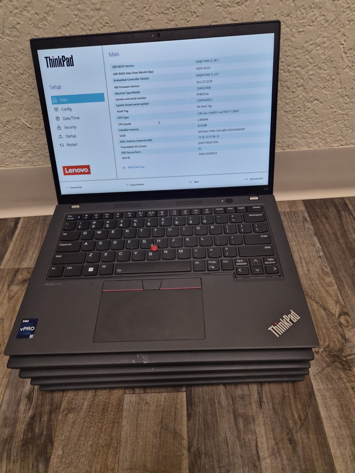 Lenovo ThinkPad T14 Gen 4 Core I7-13th Gen, NO SSD, 16GB RAM,