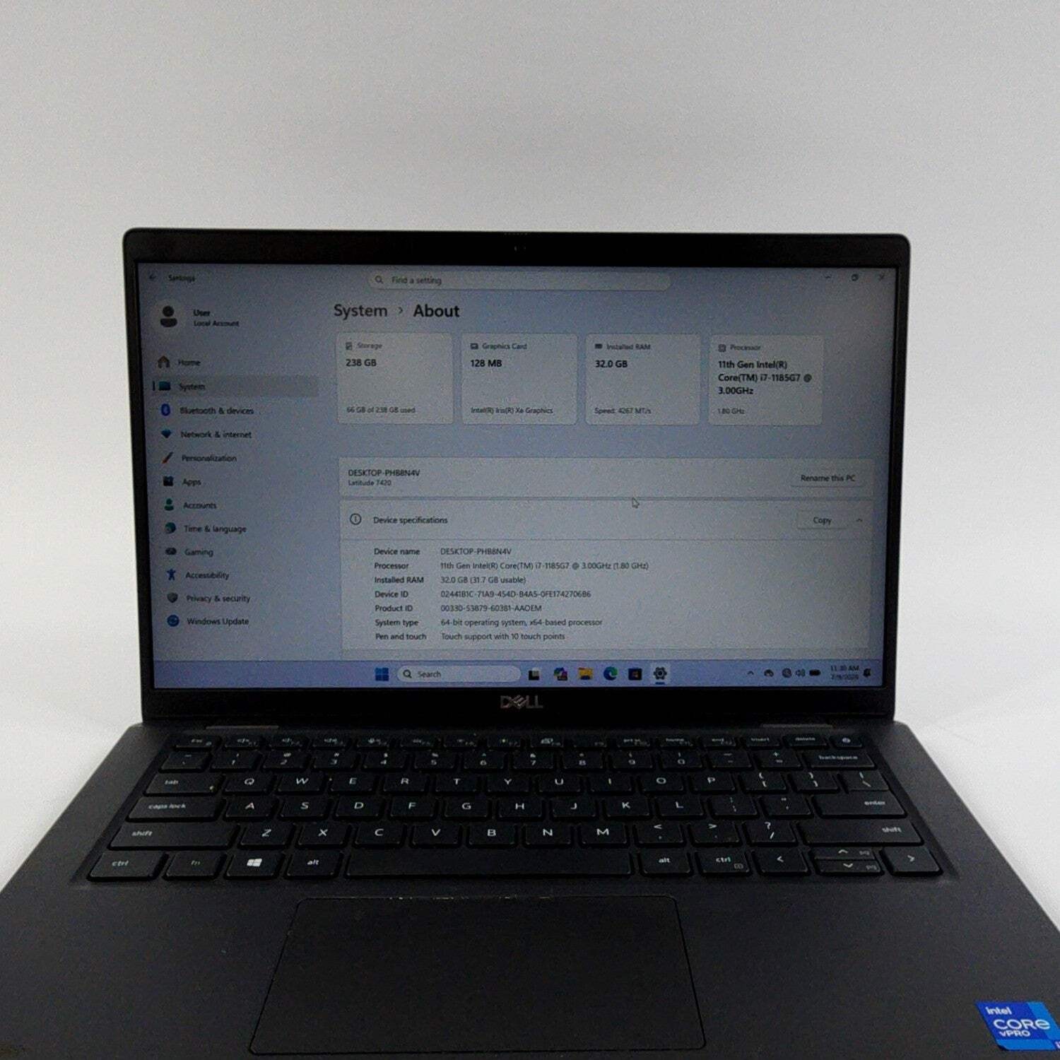 Dell Latitude 7420 13.9 i7-1185G7 3.0GHz 32GB RAM 256GB SSD