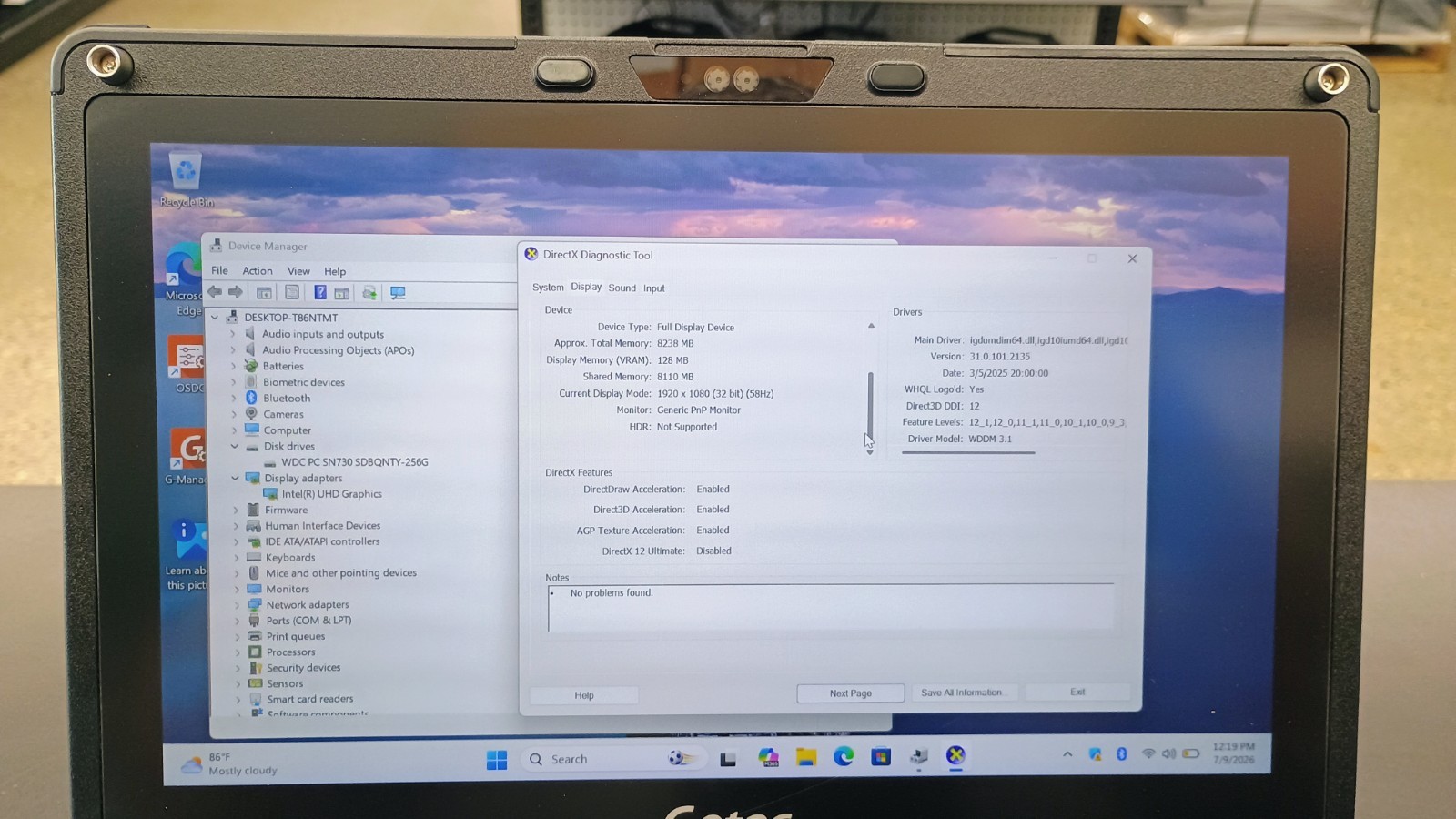 Getac V110G6 Quad Core i5-10210U 1.60GHz – 256GB SSD – 16GB – Win 11 Pro