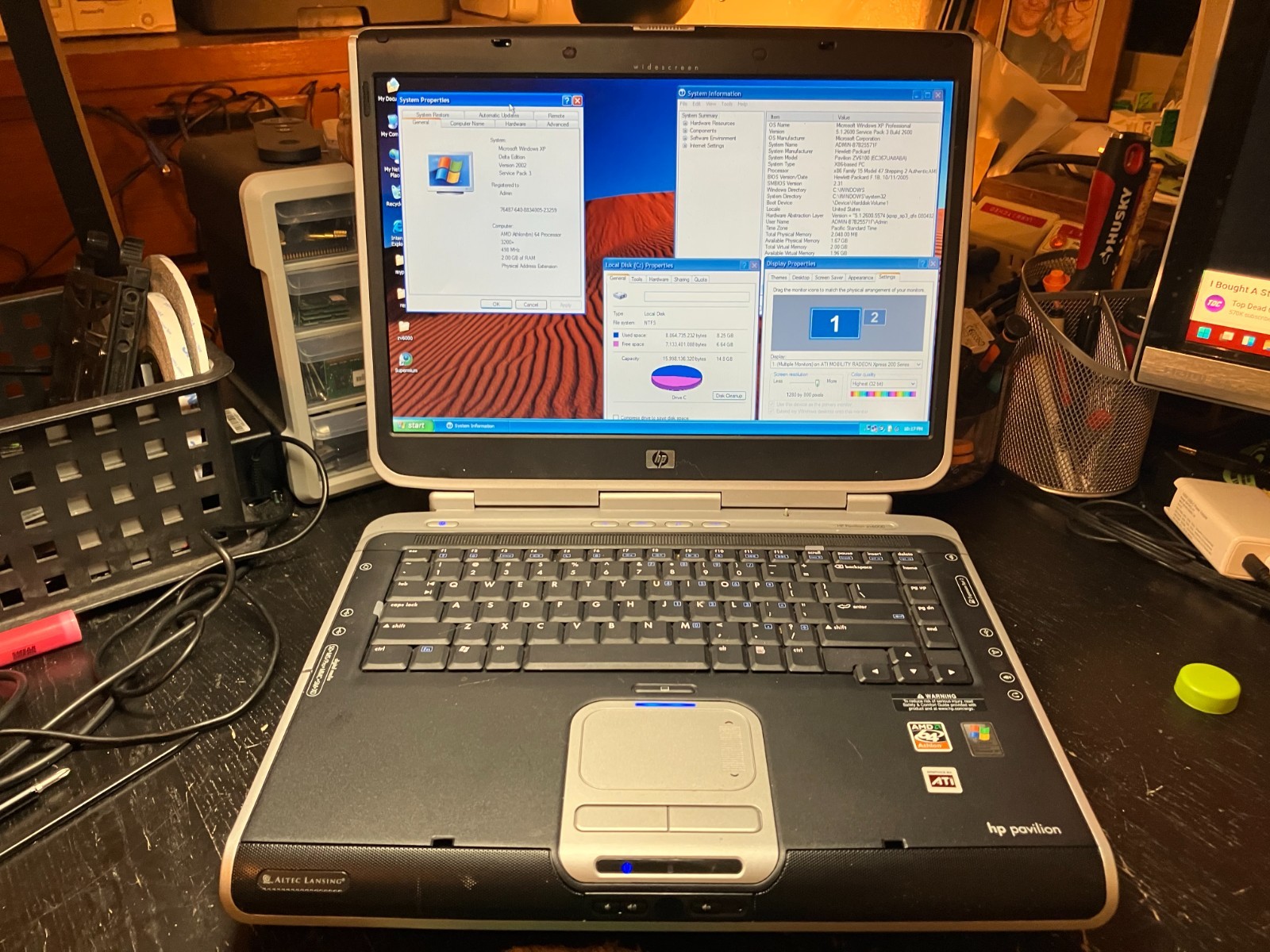 HP Pavilion ZV6000 Vintage Laptop Athlon 2GHz 16GB SSD 2GB RAM ATI X200 Win XP