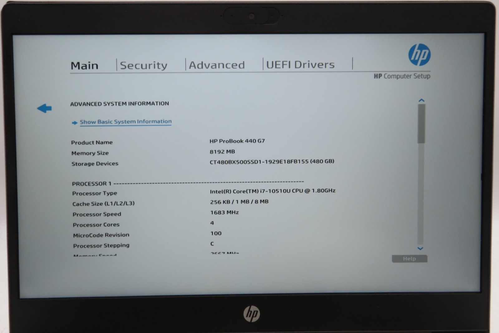 HP ProBook 440 G7 _ i7-10510U @ 1.8 _ 8GB RAM _ 480GB SSD _ W11P