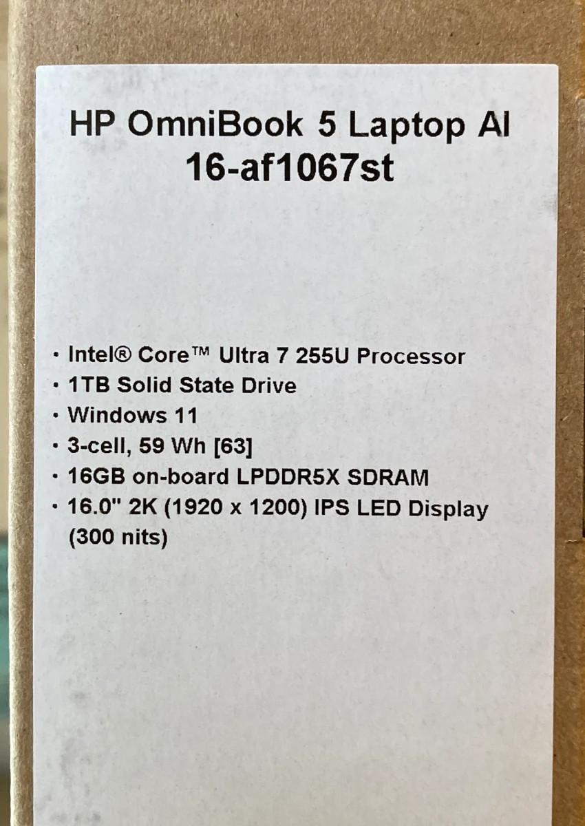 HP 16″ 2K Laptop, Intel Core Ultra 7 255U, 16GB RAM, 1TB SSD, Backlit, 19 Hours