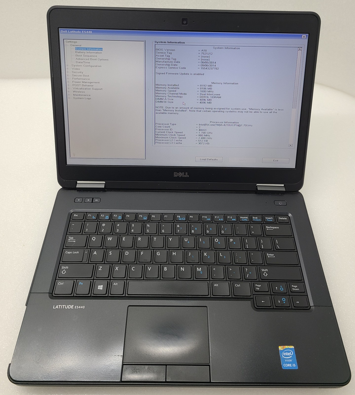 Dell Latitude E5440 Laptop 14″ Intel I5-4210U 8GB Ram NO HD/OS (FL)