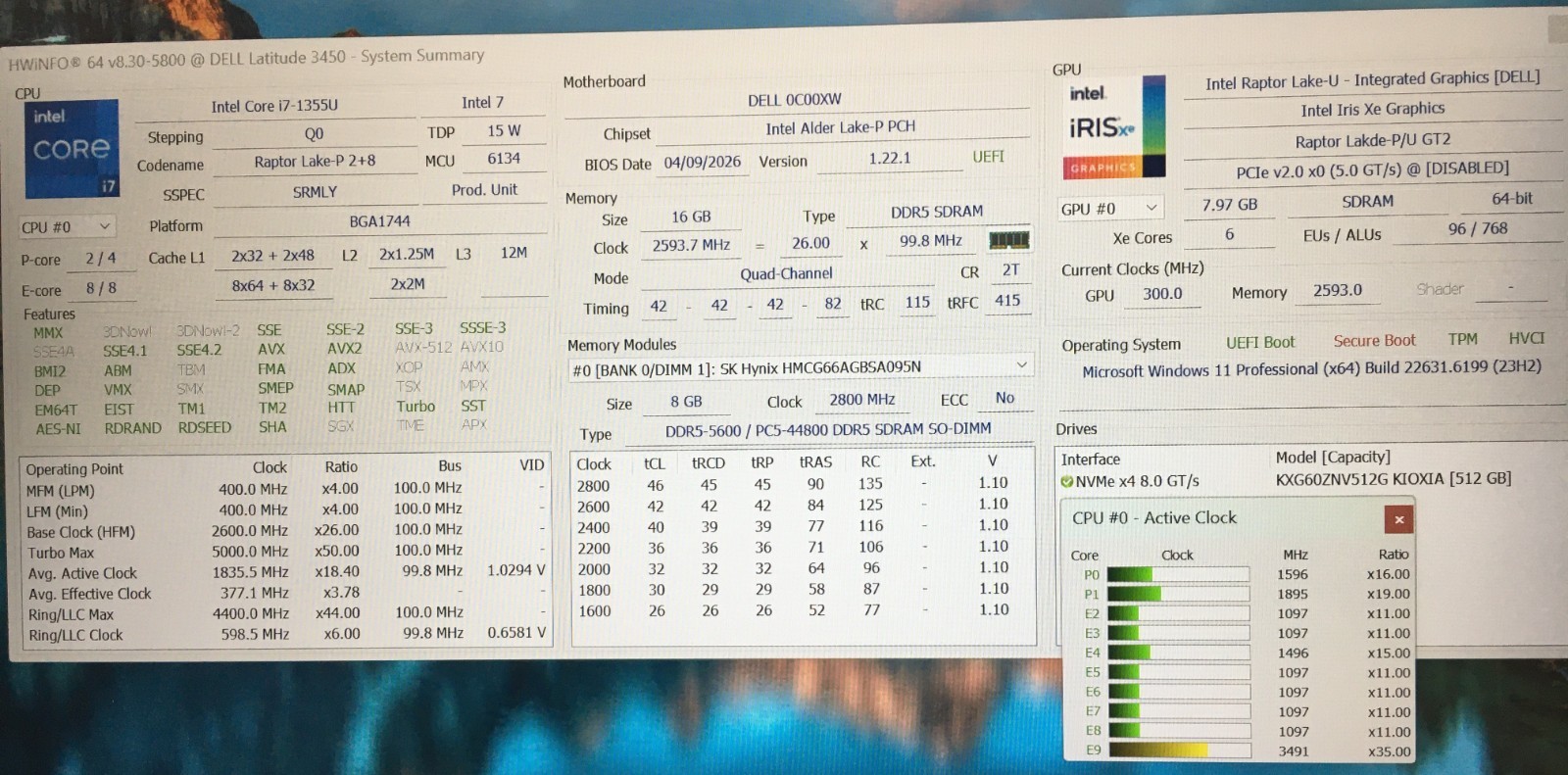 Dell Latitude 3450 i7-1355U 5.0GHz 16GB DDR5 512GB Lit KB Batt + Charger Win11