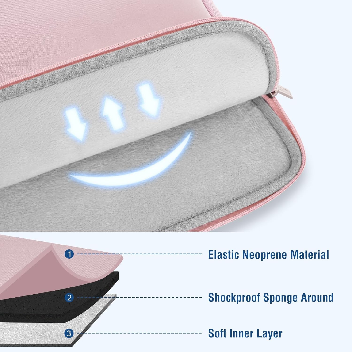 Neoprene Laptop Sleeve Bag for 13-13.3 inch MacBook Air/Pro, Baby Pink Case