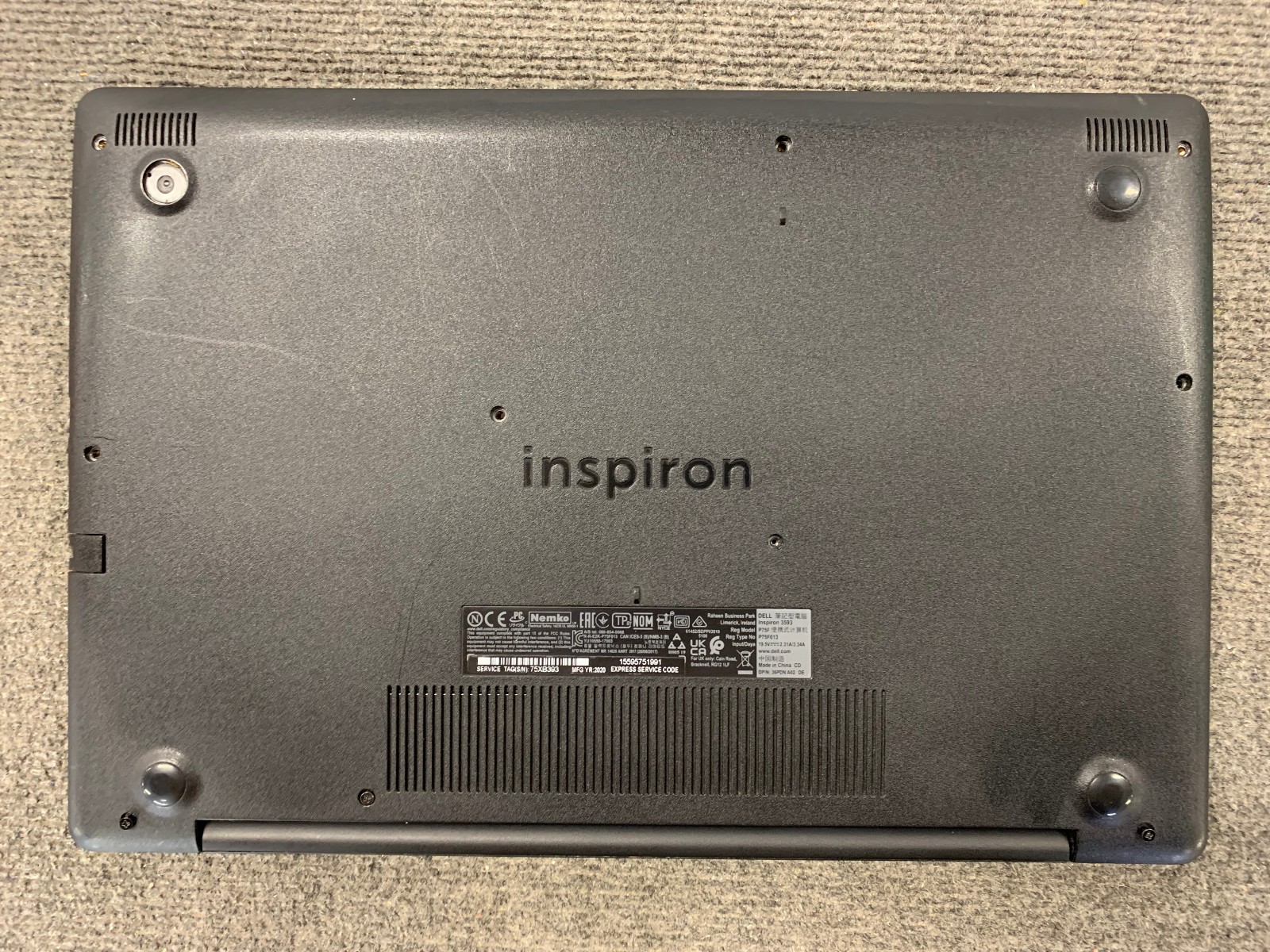Dell Inspiron 3593 15.6″ Touchscreen Laptop i7-1065G7, No RAM/Storage