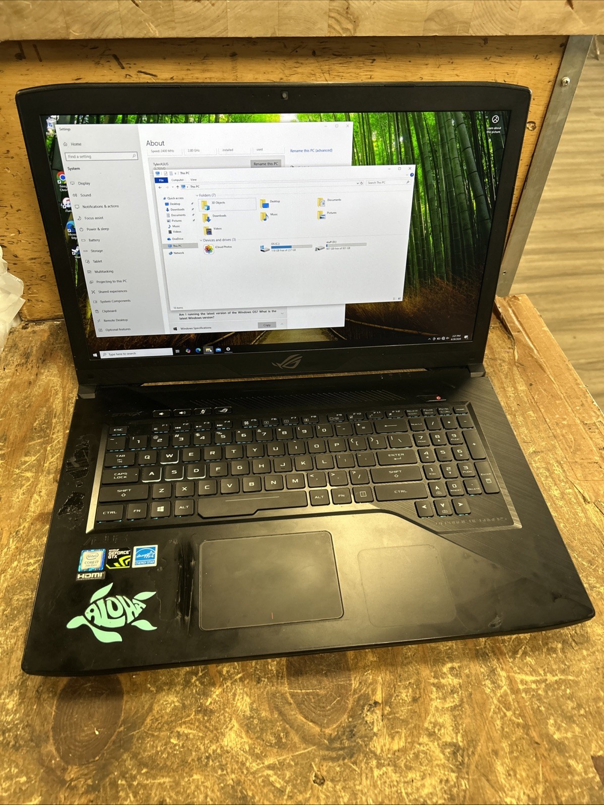 Asus ROG GL703V 17.3″ (256GB SSD + 1TB SSHD, Intel Core i7-7700HQ GTX 1050