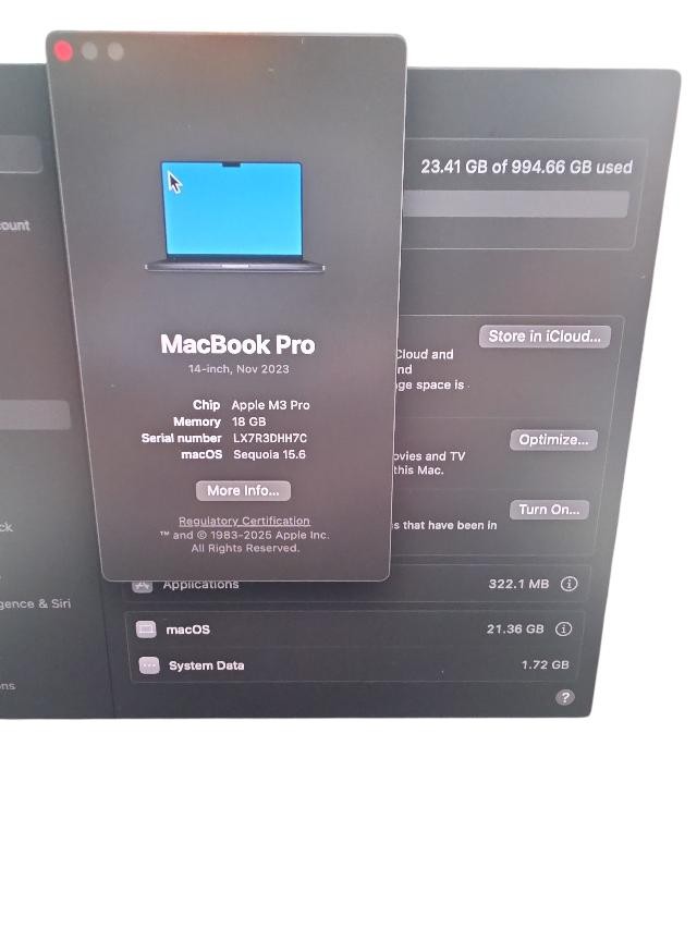 Apple Macbook Pro 2023 18GB 1TB M3 Chip! (AZP031205)