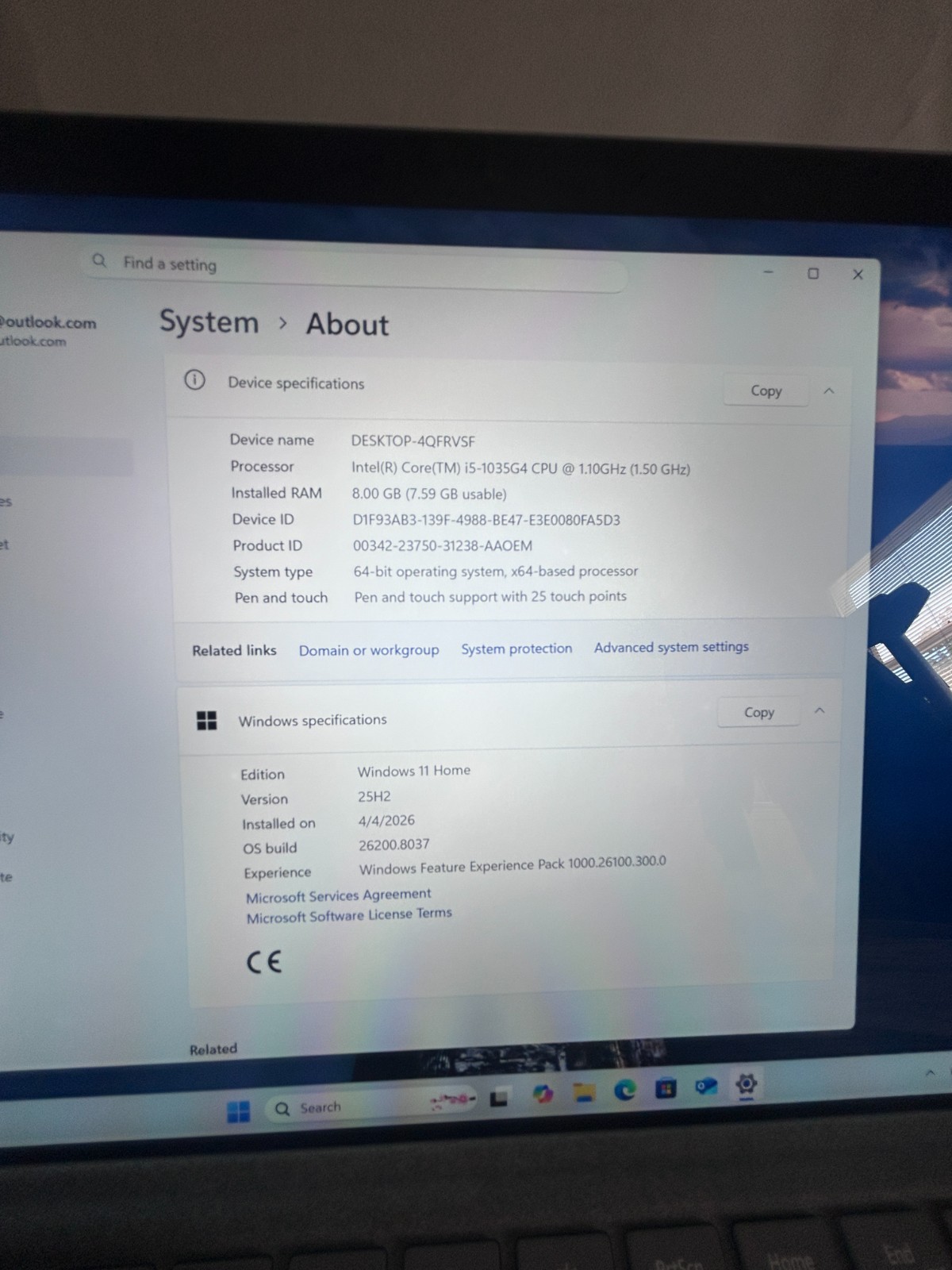 Microsoft Surface Pro 7 12.3in 10th Gen i5 8GB 256GB Type cover keyboard