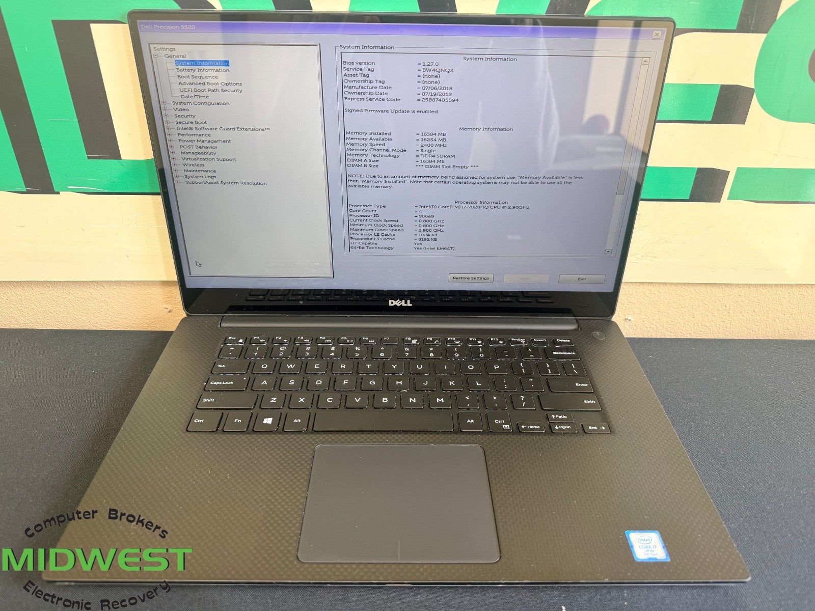 Dell Precision 5520 i7-7820HQ 2.9GHz 16GB 512GB SSD