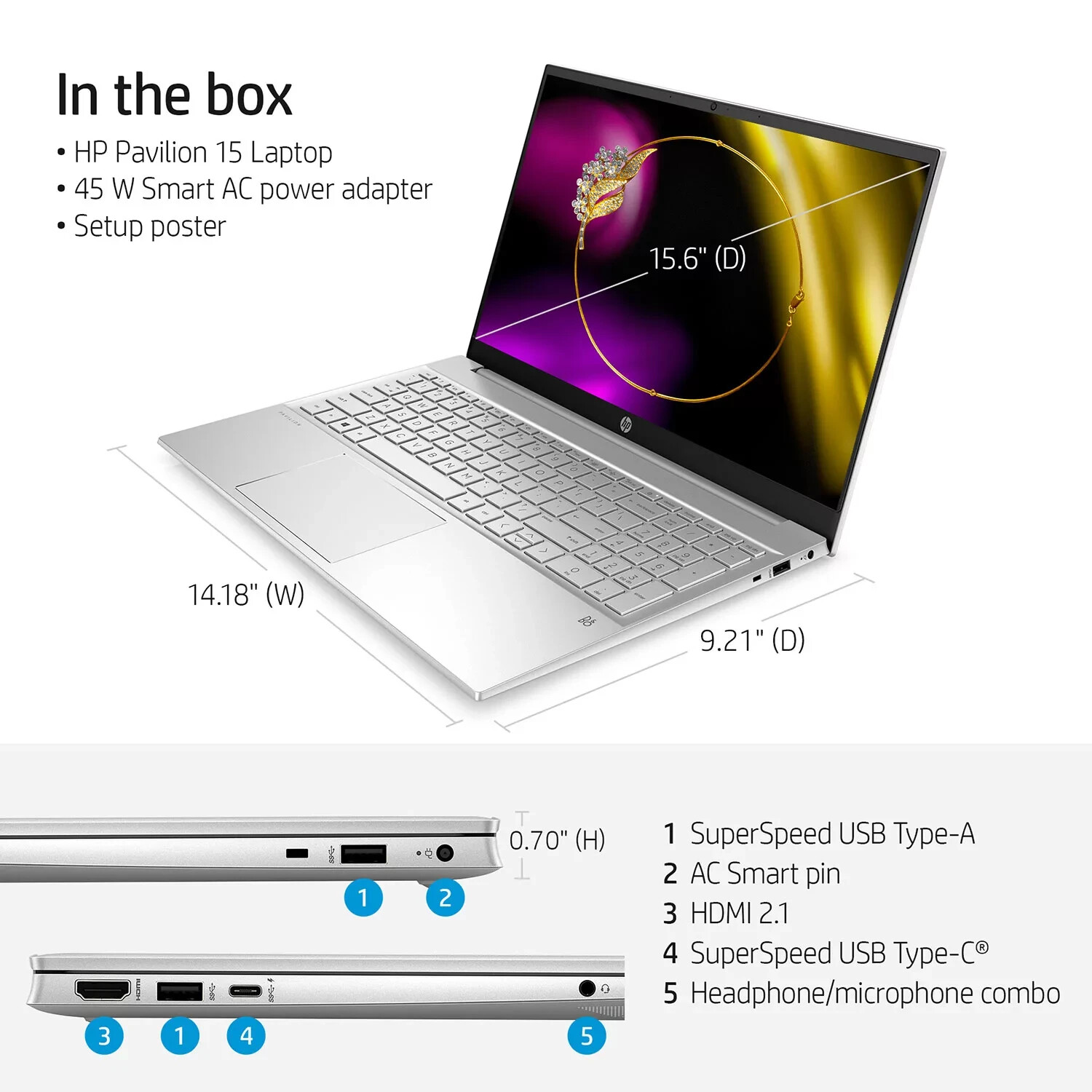 HP 15.6″ Pavilion FHD Laptop – 12th Gen Intel Core i7-1255U – 8GB RAM -512GB SSD