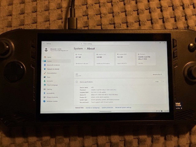 MSI Claw A1M – Core Ultra 5 135H 3.60GHz 16GB RAM 512GB SSD