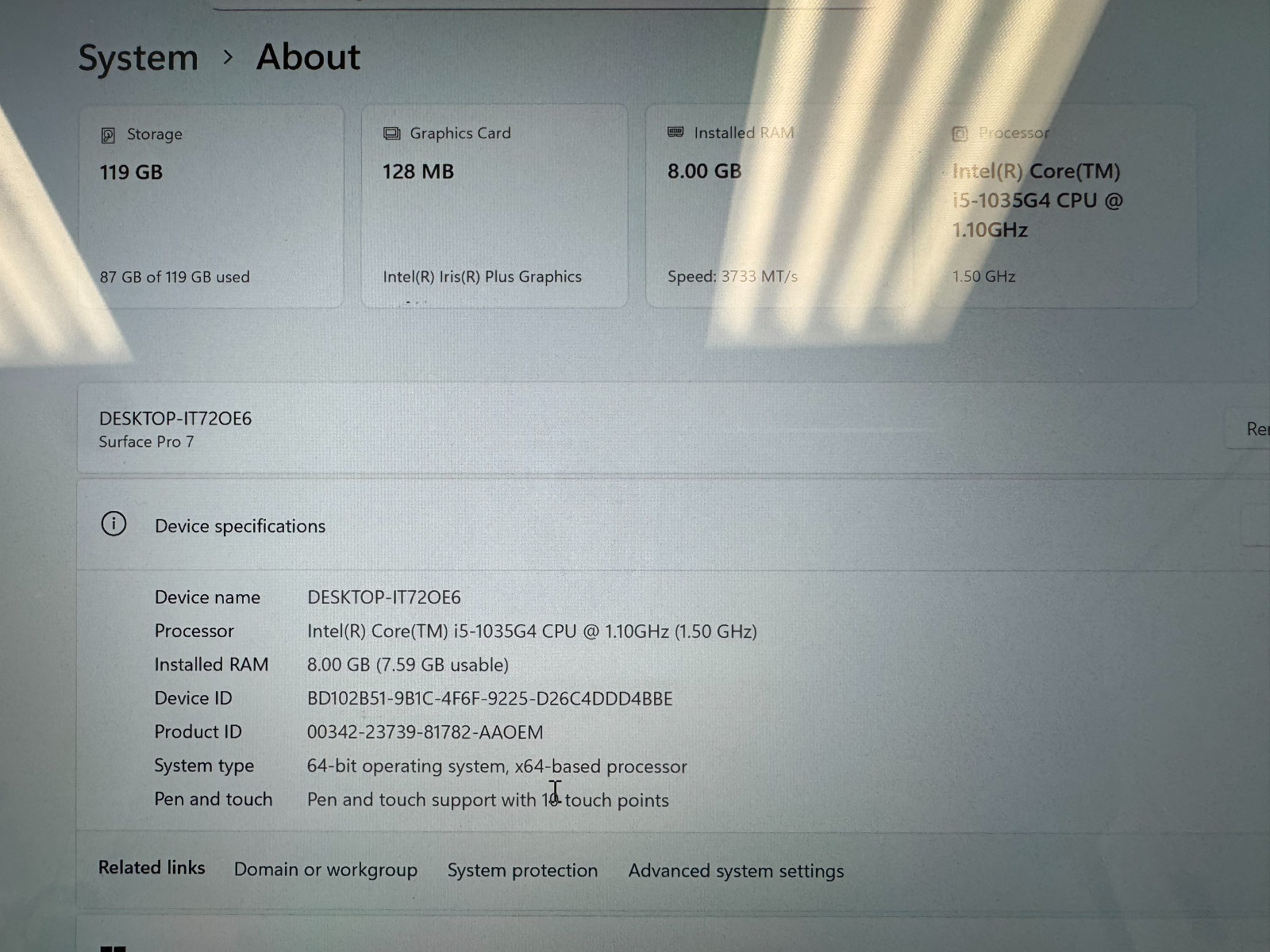 Microsoft Surface Pro 7 12.3″ i5-1035G4 1.1GHz 8GB RAM 128GB SSD W Keyboard+Pen